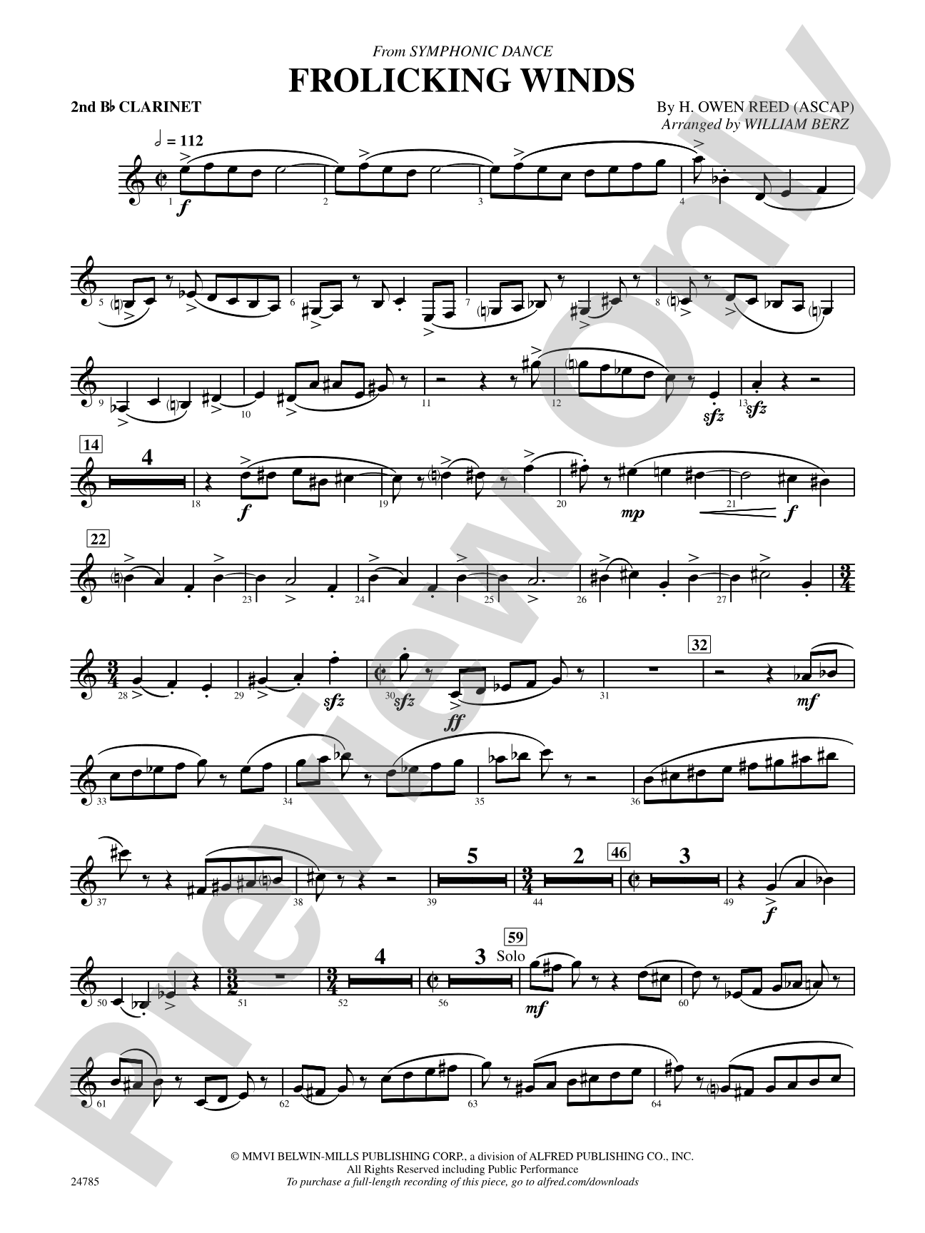 Frolicking Winds (from Symphonic Dance): 2nd B-flat Clarinet
