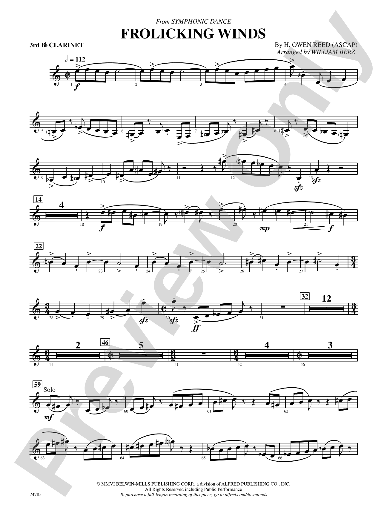 Frolicking Winds (from Symphonic Dance): 3rd B-flat Clarinet