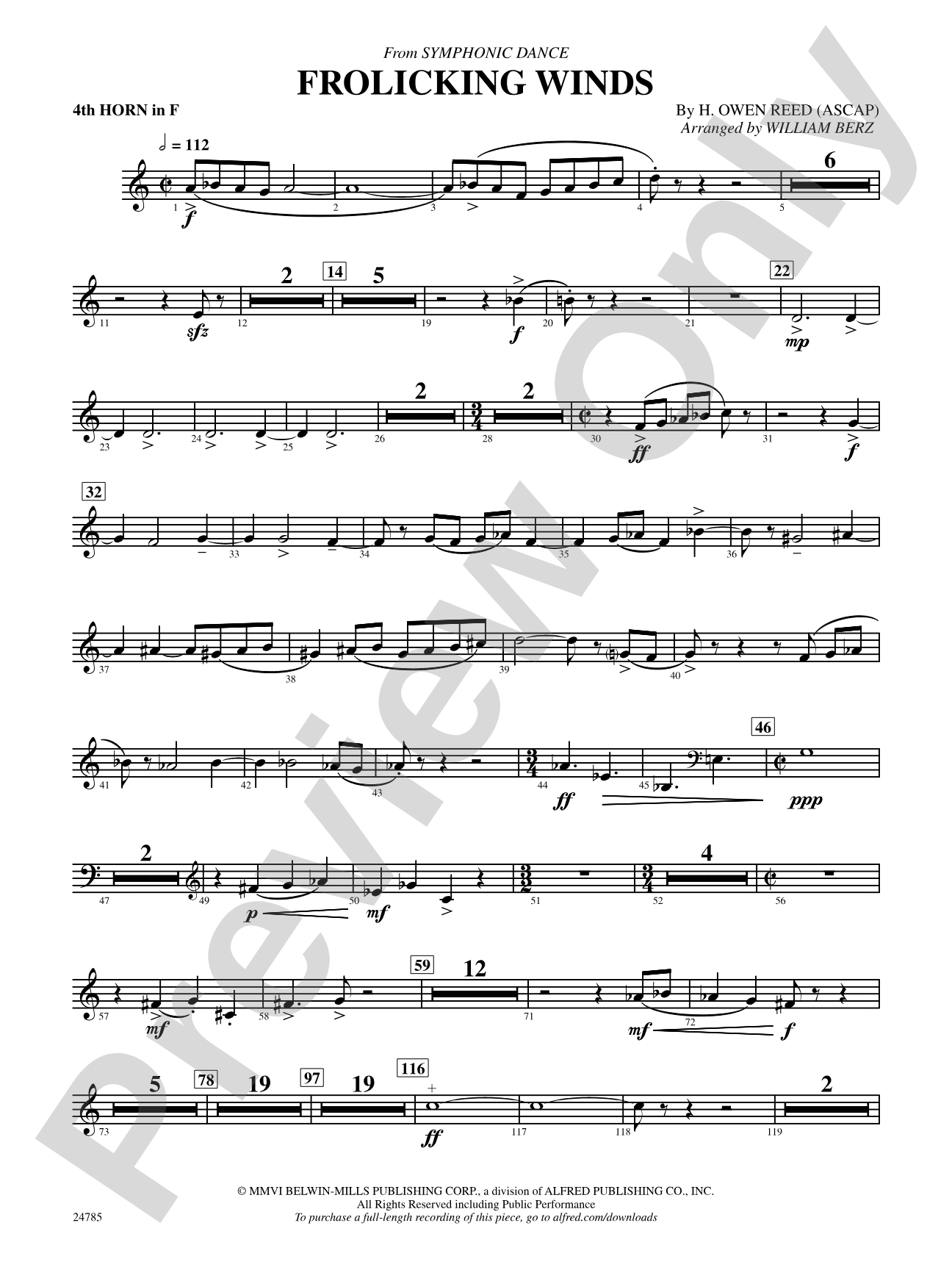 Frolicking Winds (from Symphonic Dance): 4th F Horn