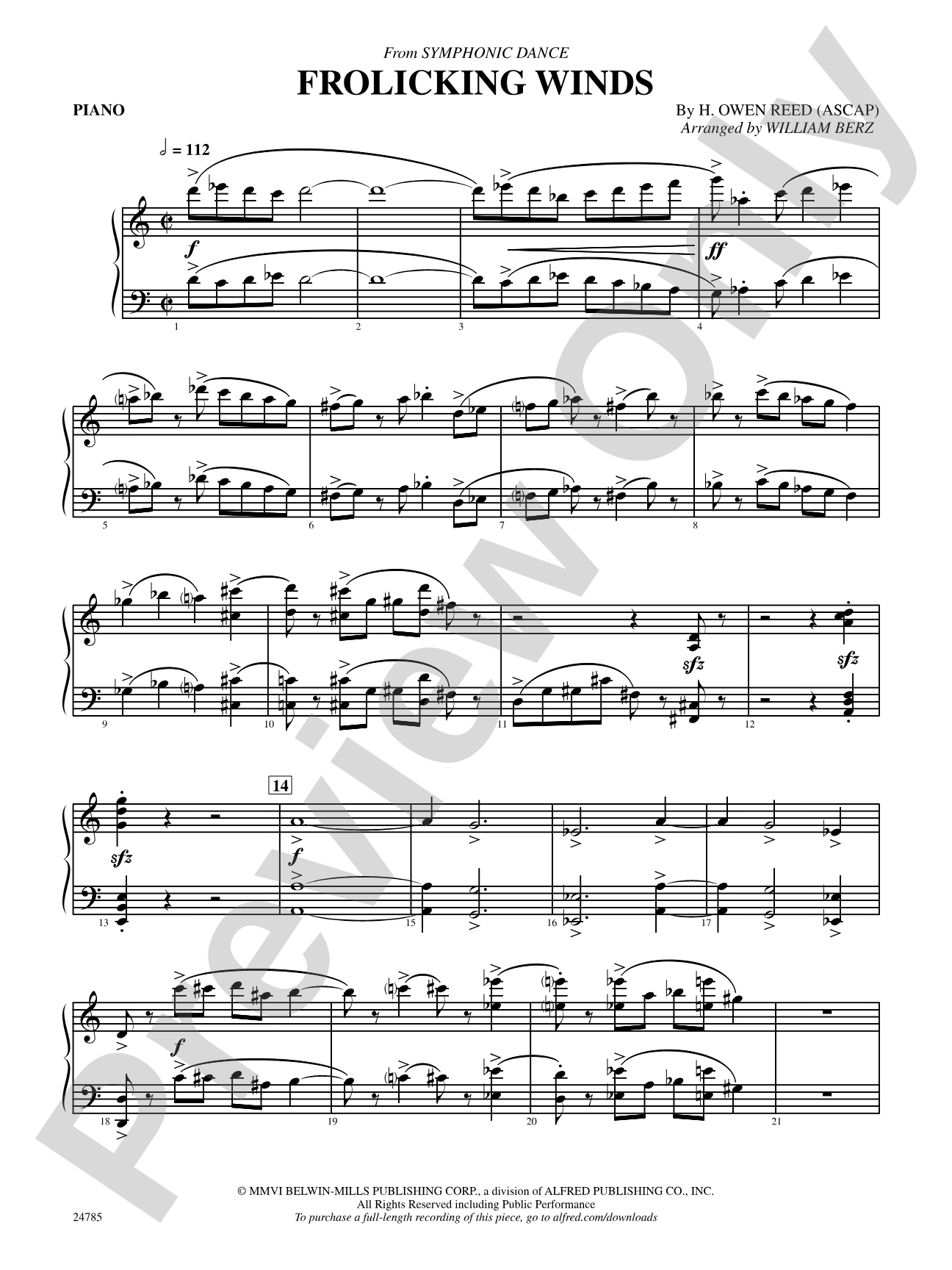 Frolicking Winds (from Symphonic Dance): Piano Accompaniment