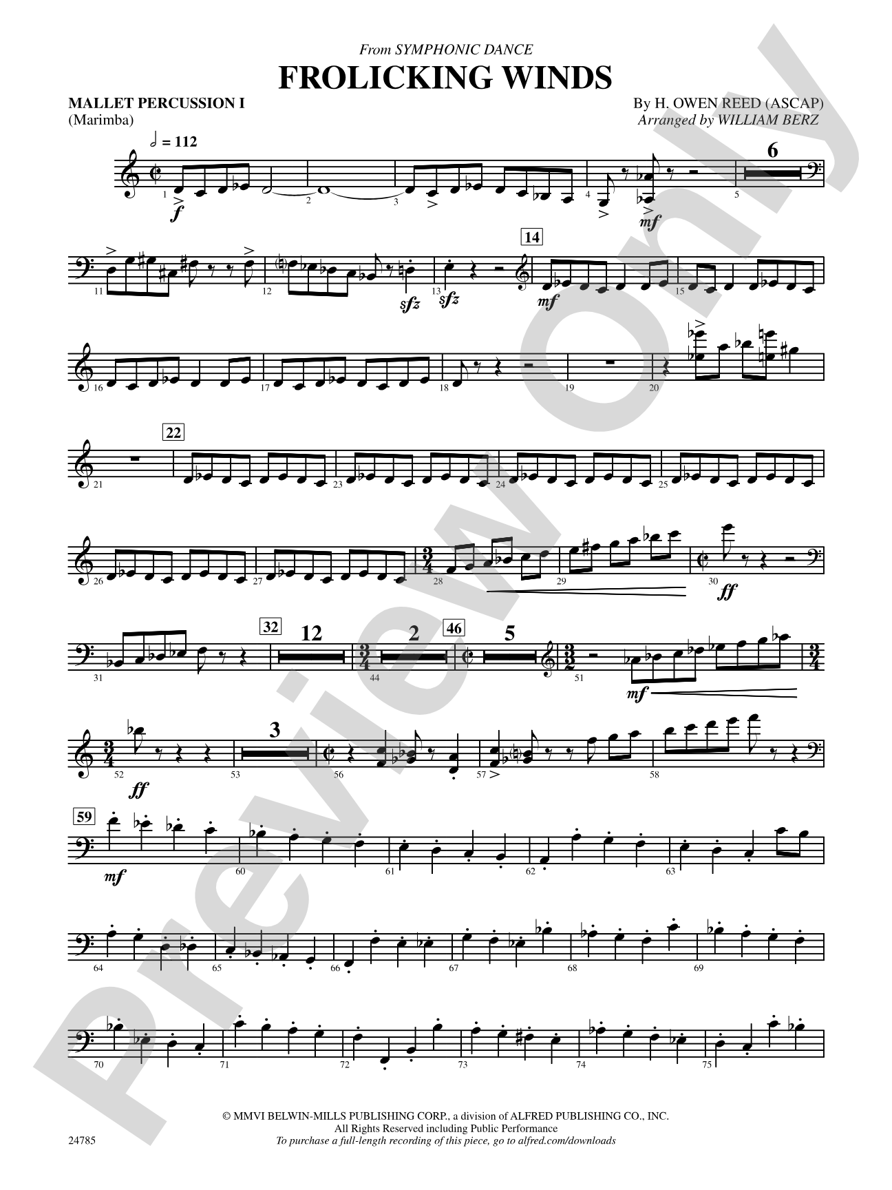 Frolicking Winds (from Symphonic Dance): Mallets