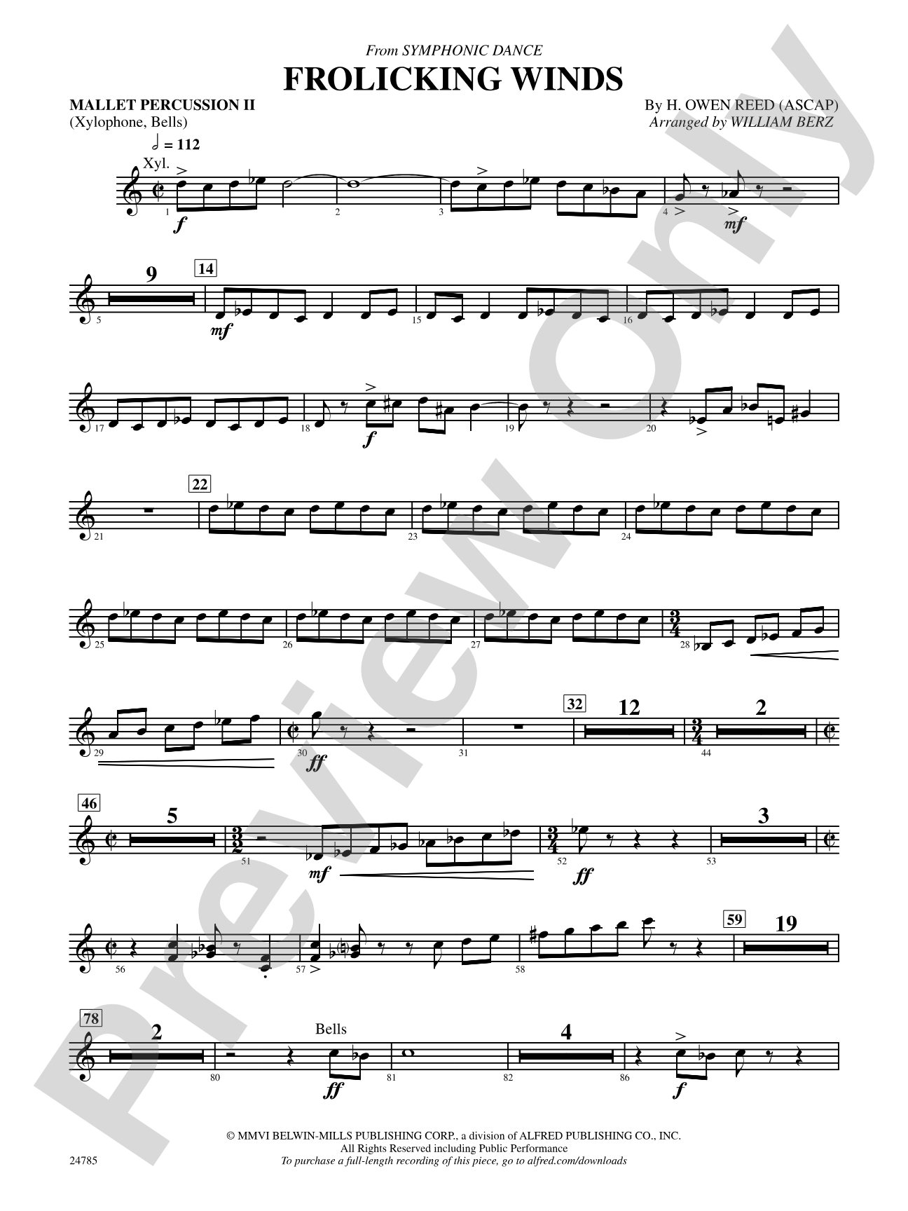 Frolicking Winds (from Symphonic Dance): 2nd Mallet Percussion