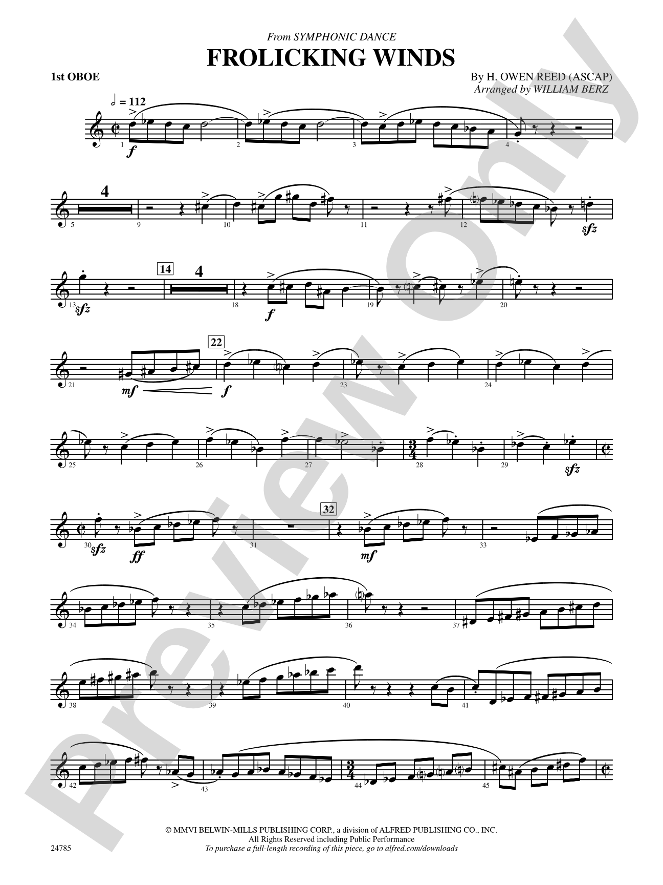 Frolicking Winds (from Symphonic Dance): Oboe