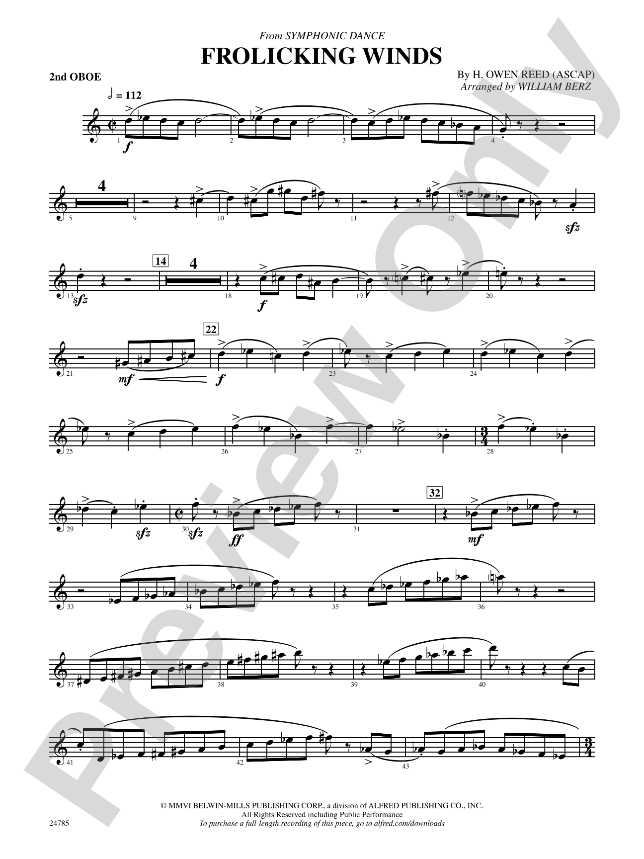 Frolicking Winds (from Symphonic Dance): 2nd Oboe