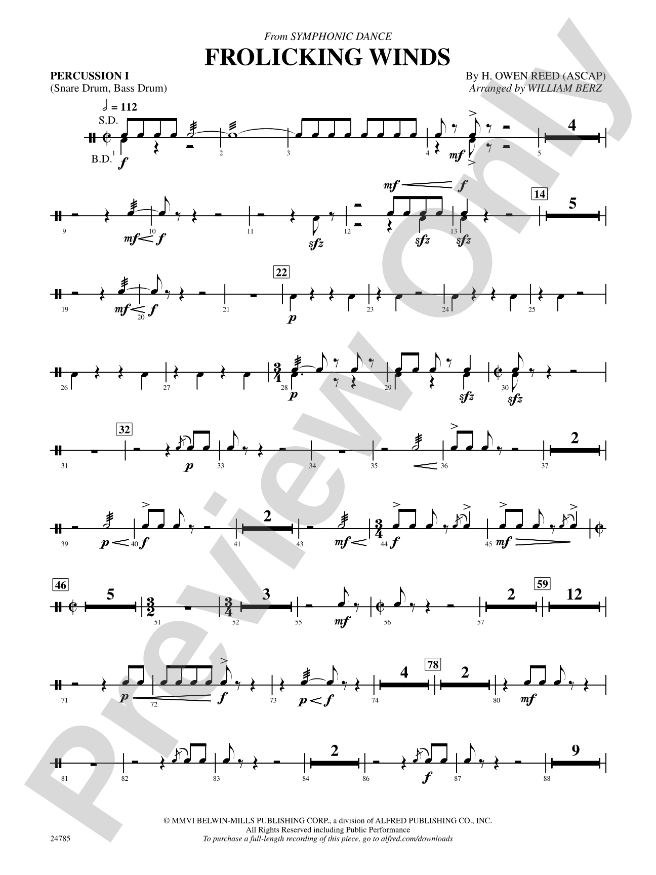 Frolicking Winds (from Symphonic Dance): 1st Percussion