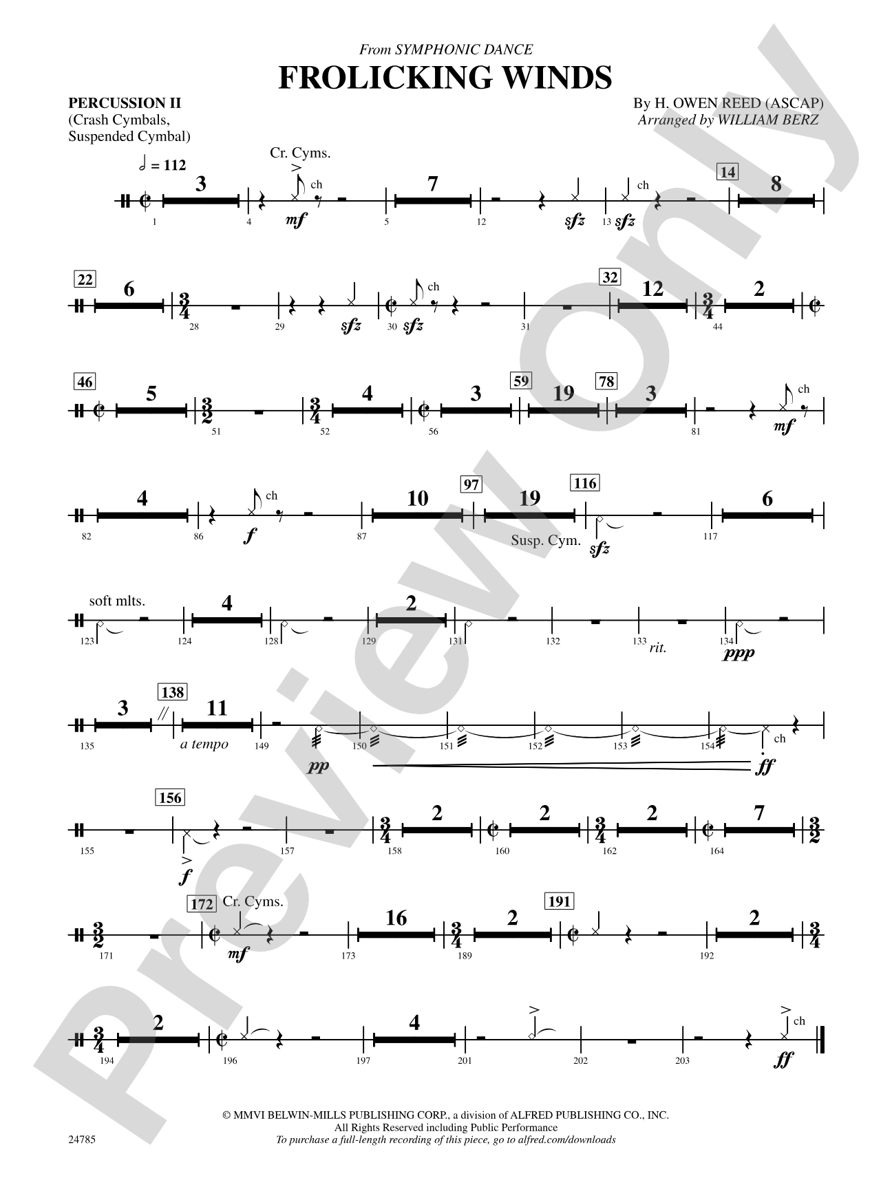 Frolicking Winds (from Symphonic Dance): 2nd Percussion
