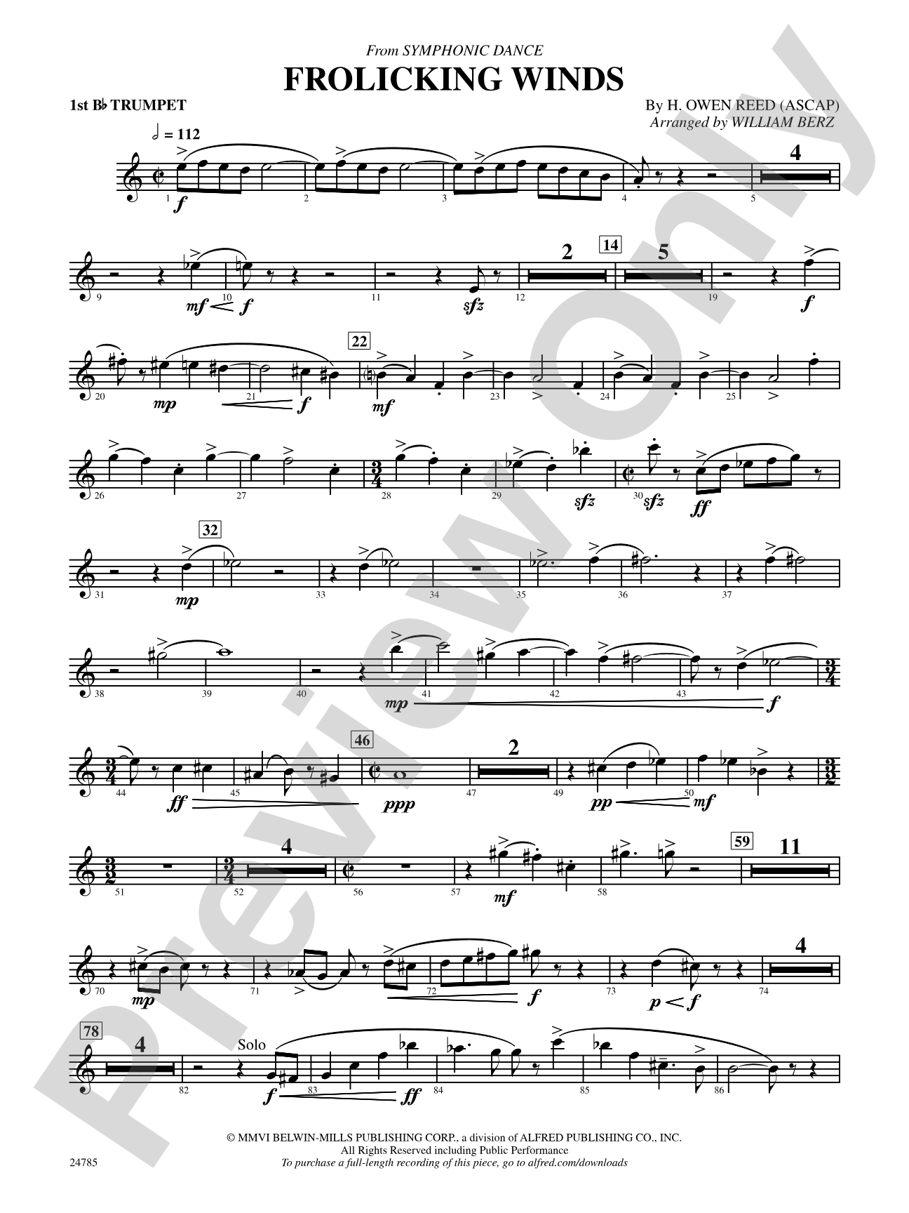 Frolicking Winds (from Symphonic Dance): 1st B-flat Trumpet