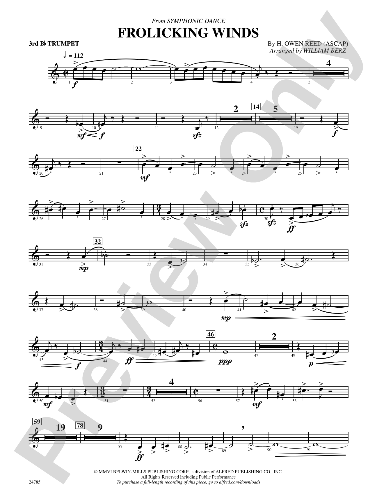 Frolicking Winds (from Symphonic Dance): 3rd B-flat Trumpet