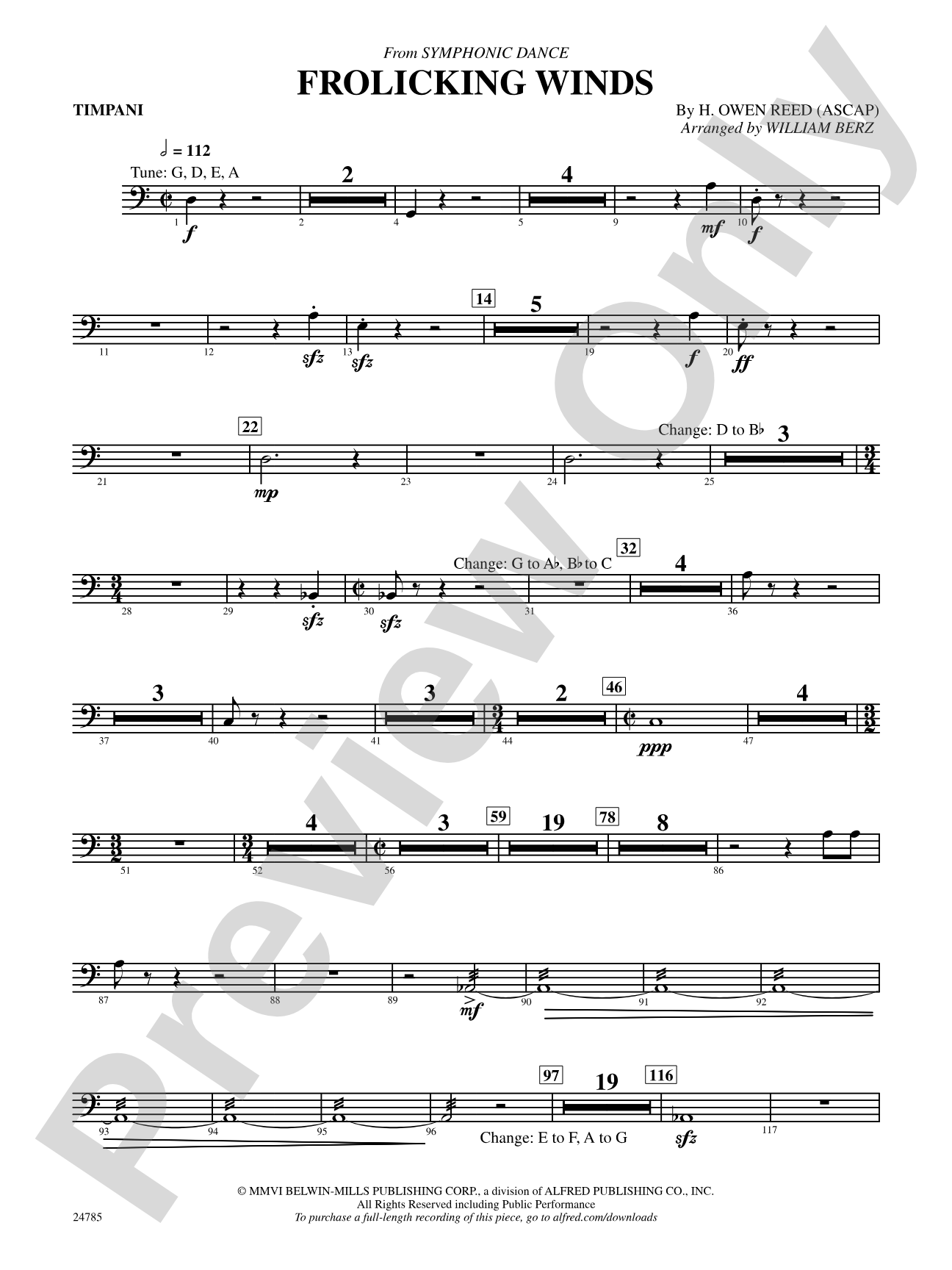 Frolicking Winds (from Symphonic Dance): Timpani