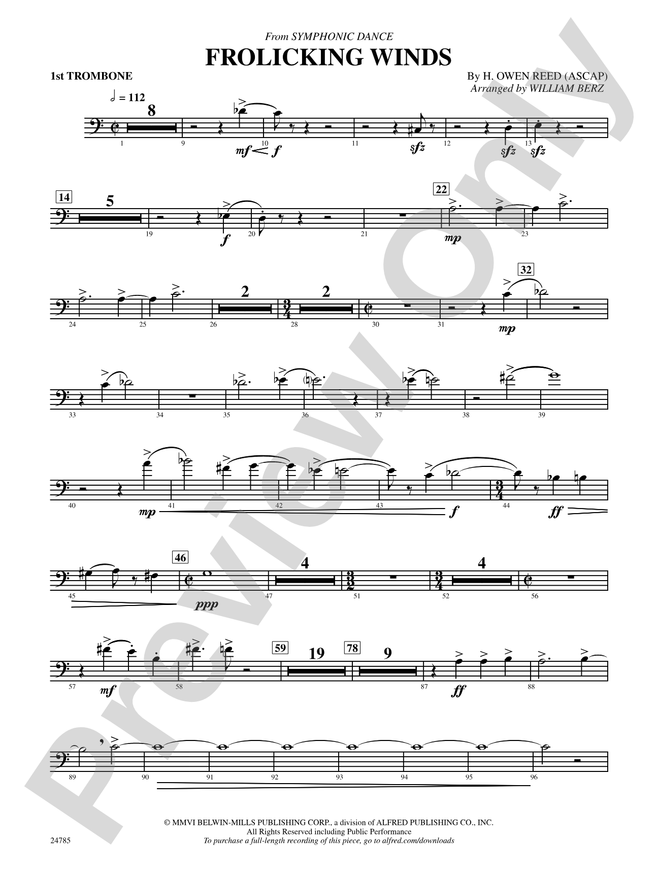 Frolicking Winds (from Symphonic Dance): 1st Trombone