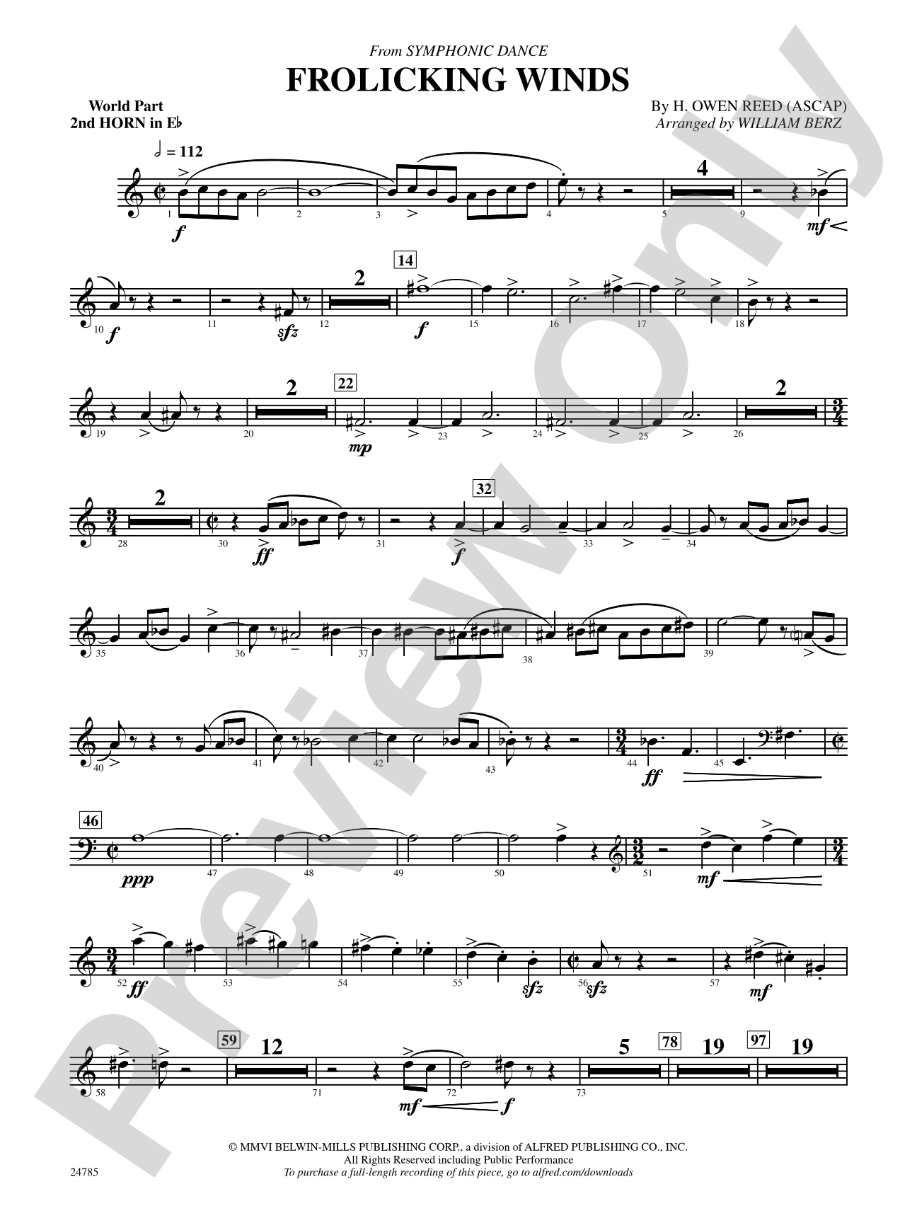 Frolicking Winds (from Symphonic Dance): (wp) 2nd Horn in E-flat