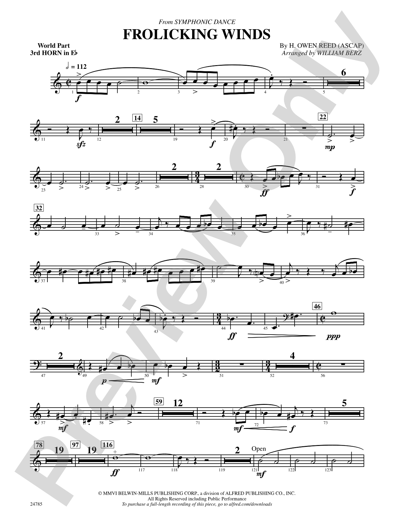 Frolicking Winds (from Symphonic Dance): (wp) 3rd Horn in E-flat