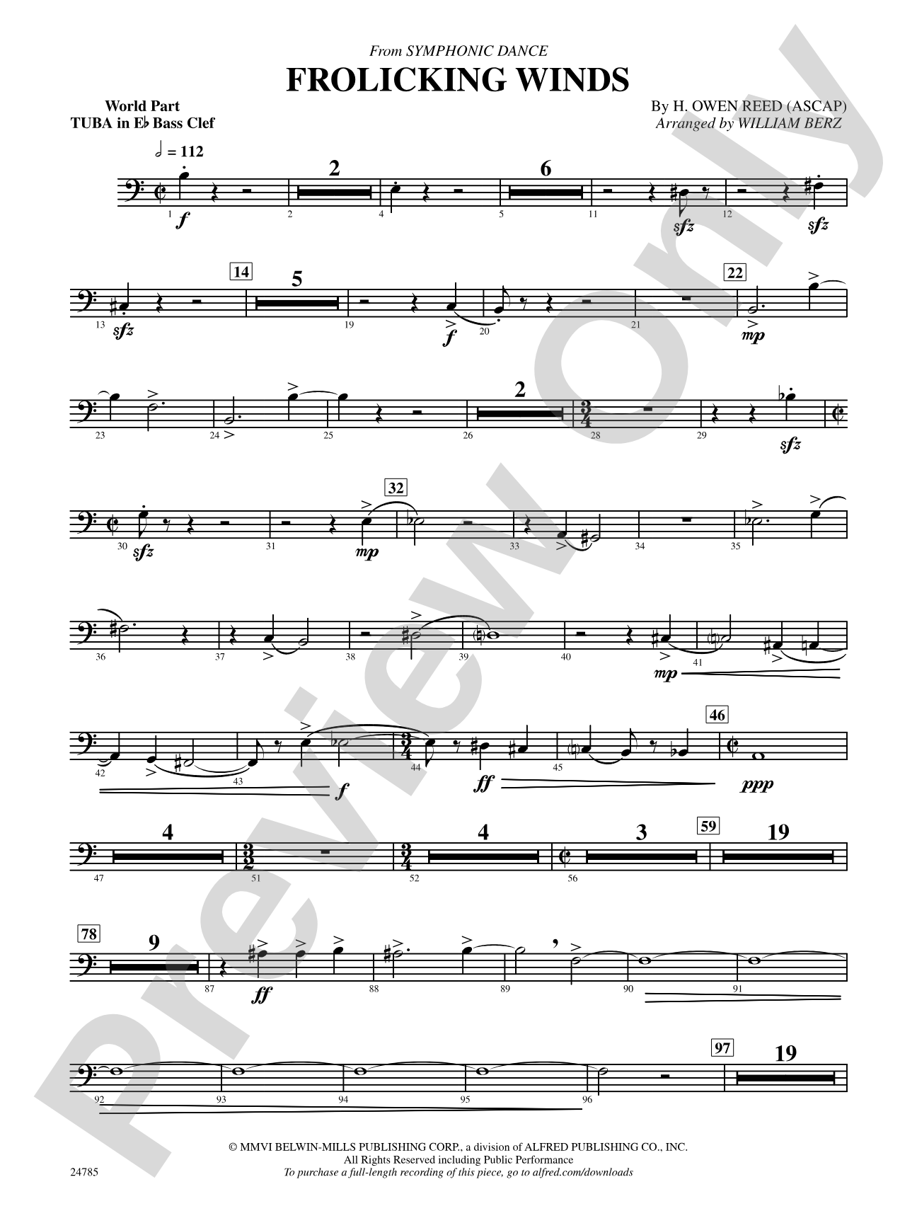 Frolicking Winds (from Symphonic Dance): (wp) E-flat Tuba B.C.