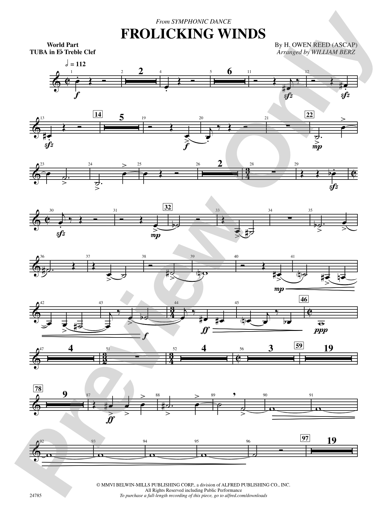Frolicking Winds (from Symphonic Dance): (wp) E-flat Tuba T.C.