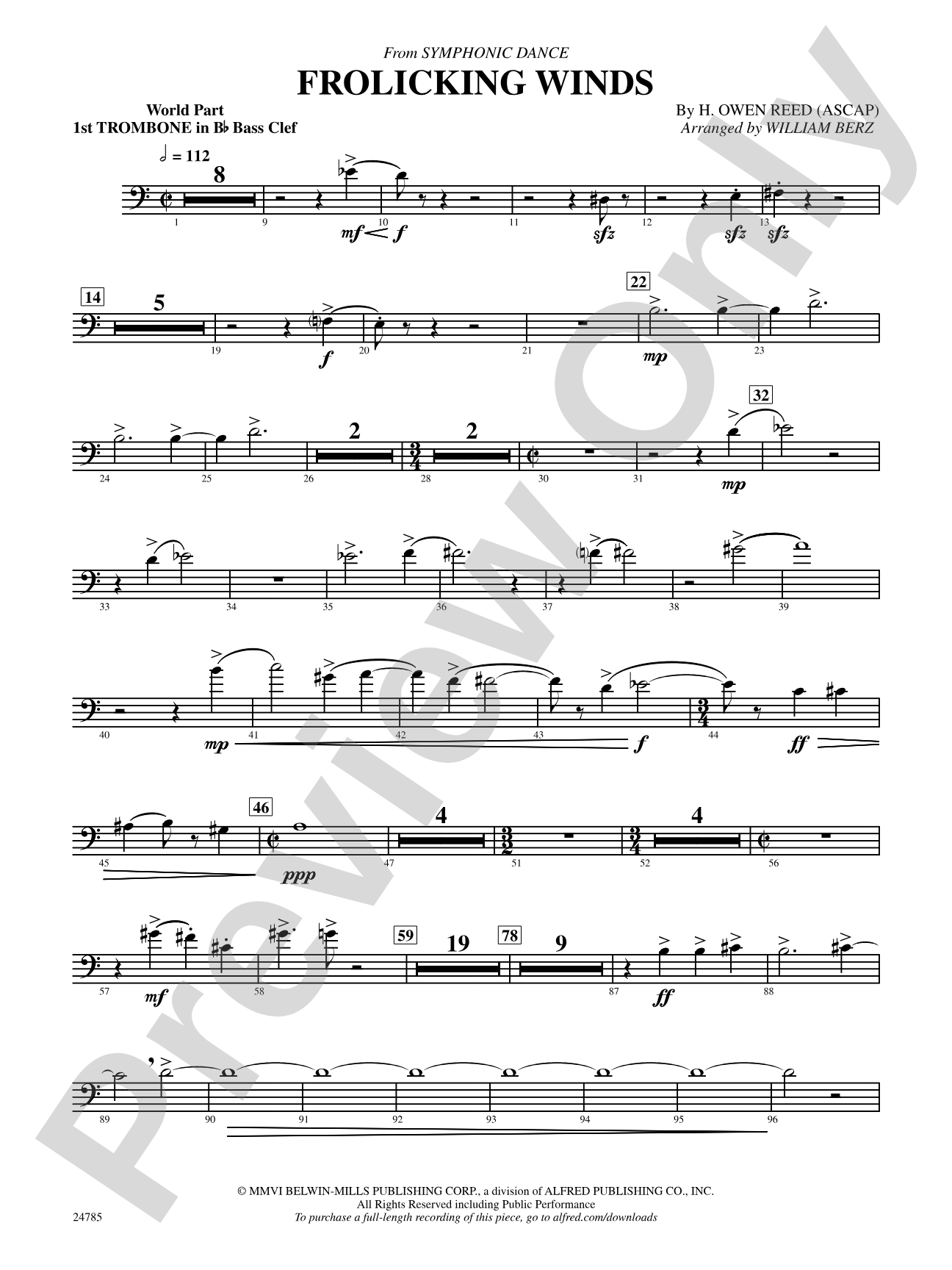 Frolicking Winds (from Symphonic Dance): (wp) 1st B-flat Trombone B.C.
