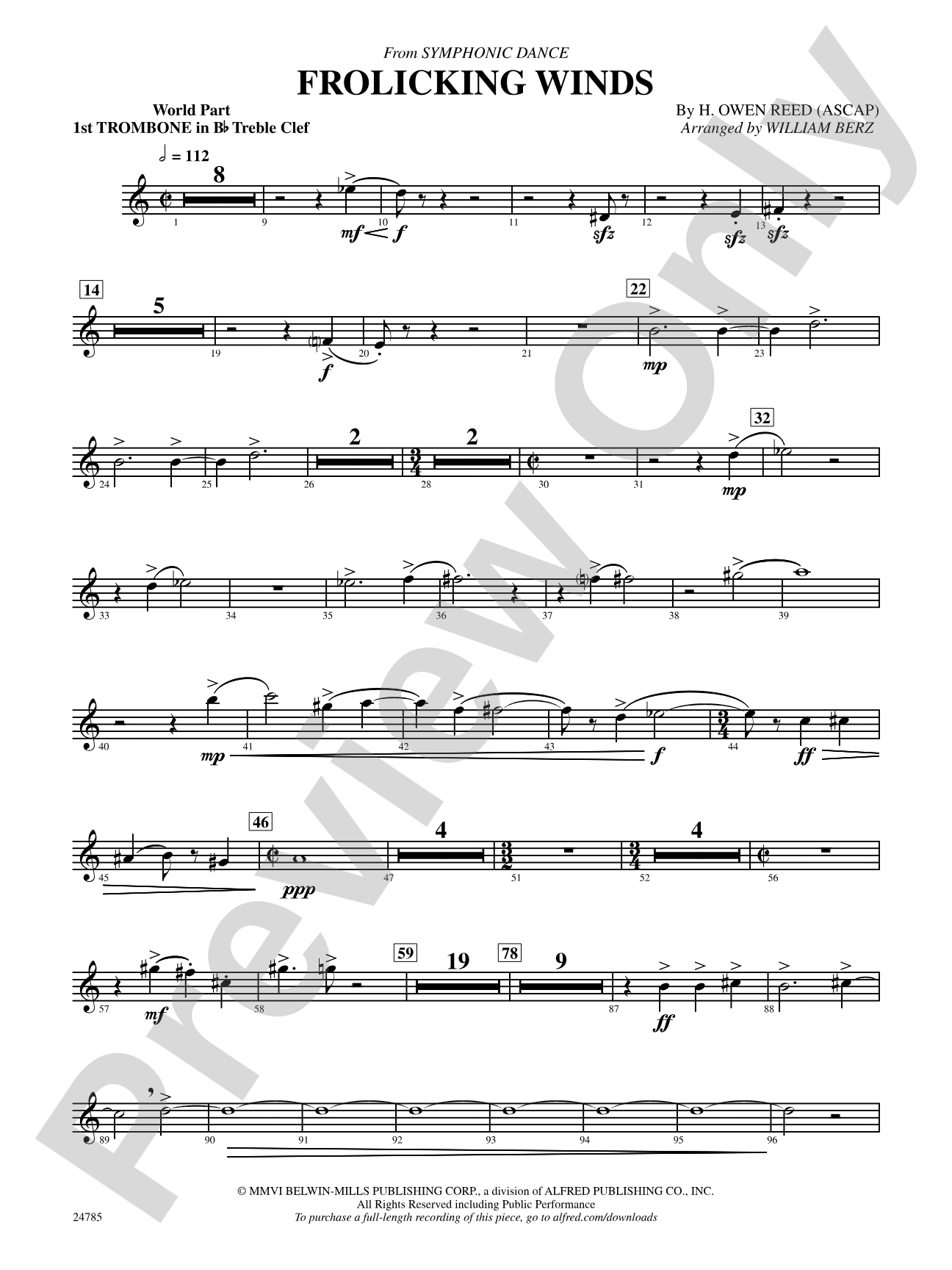 Frolicking Winds (from Symphonic Dance): (wp) 1st B-flat Trombone T.C.