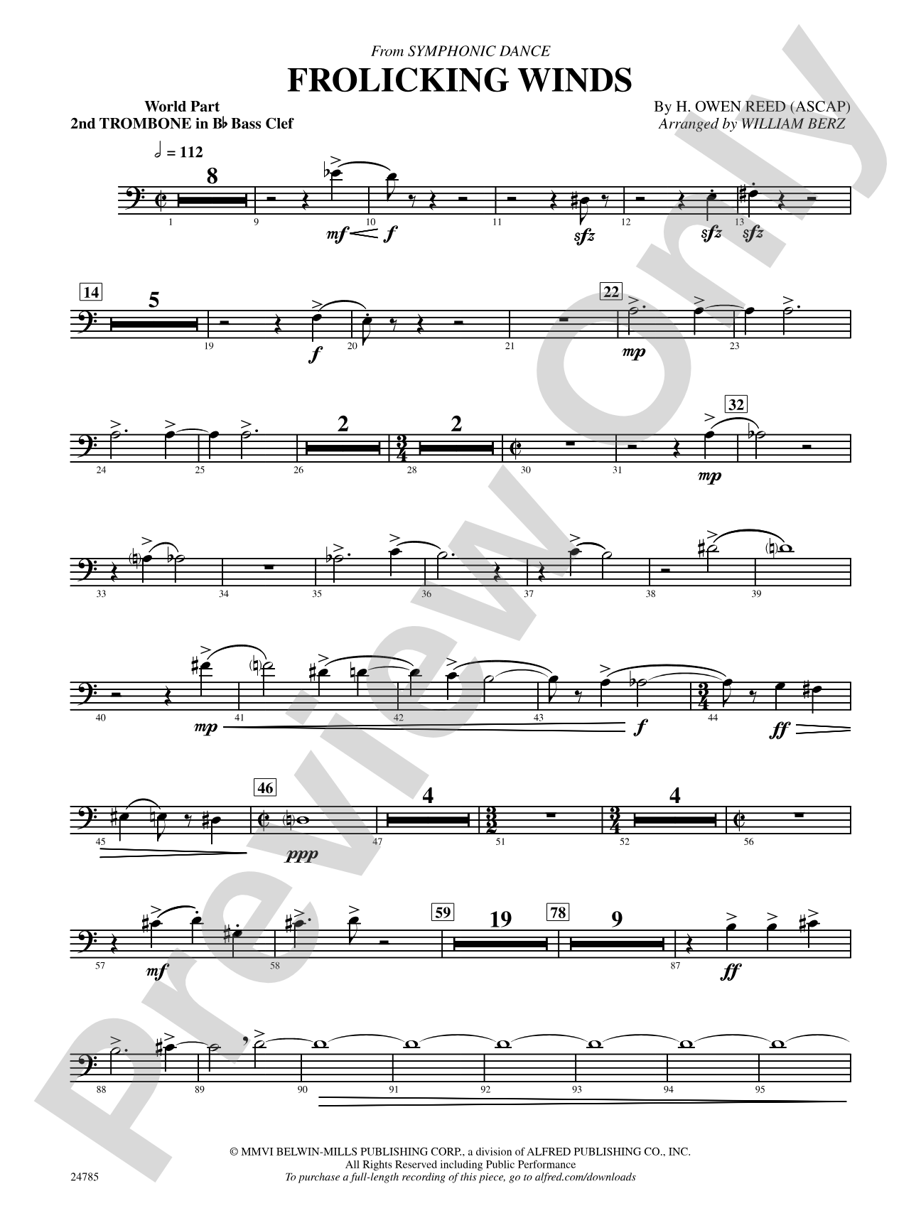 Frolicking Winds (from Symphonic Dance): (wp) 2nd B-flat Trombone B.C.