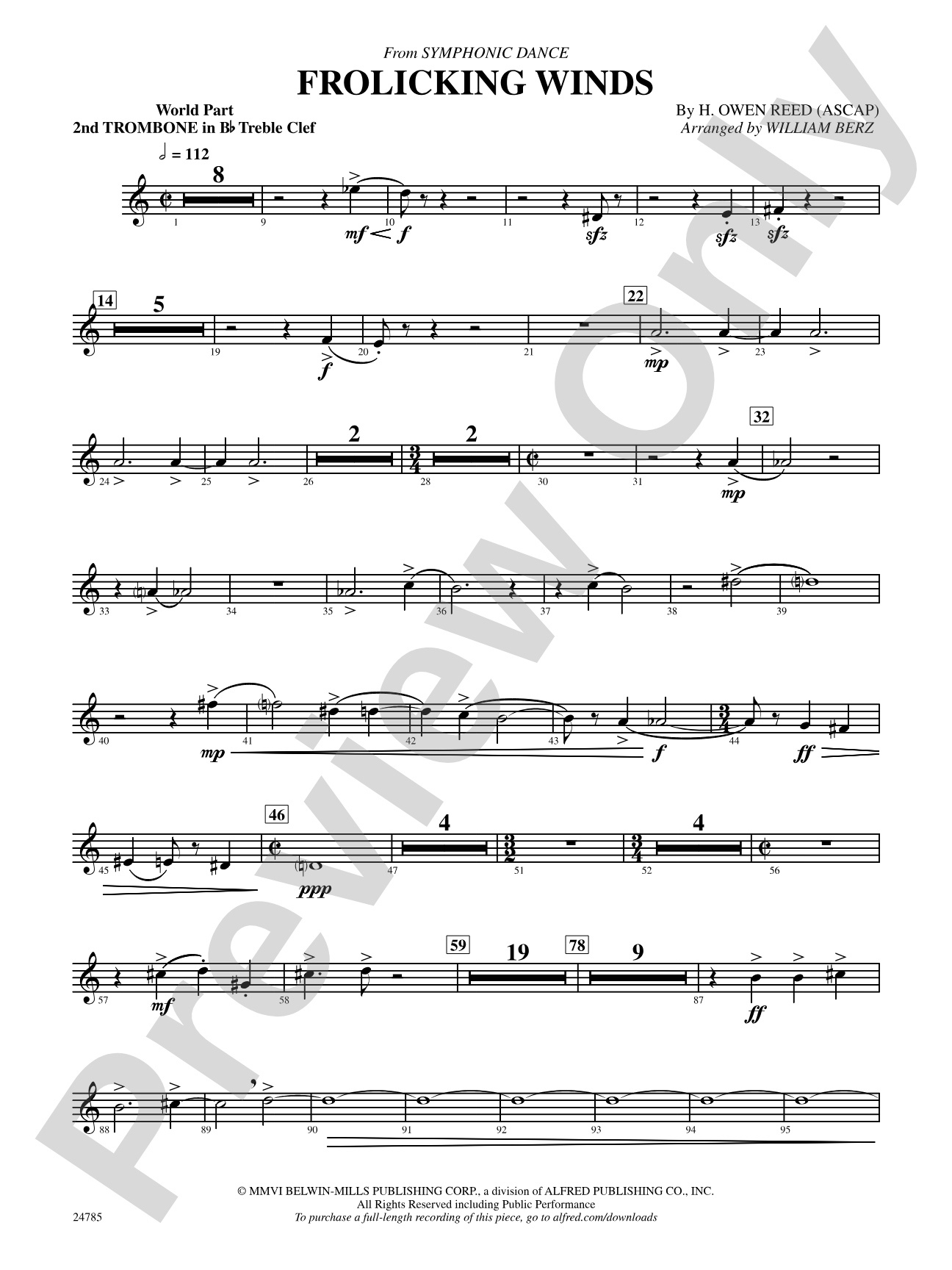 Frolicking Winds (from Symphonic Dance): (wp) 2nd B-flat Trombone T.C.