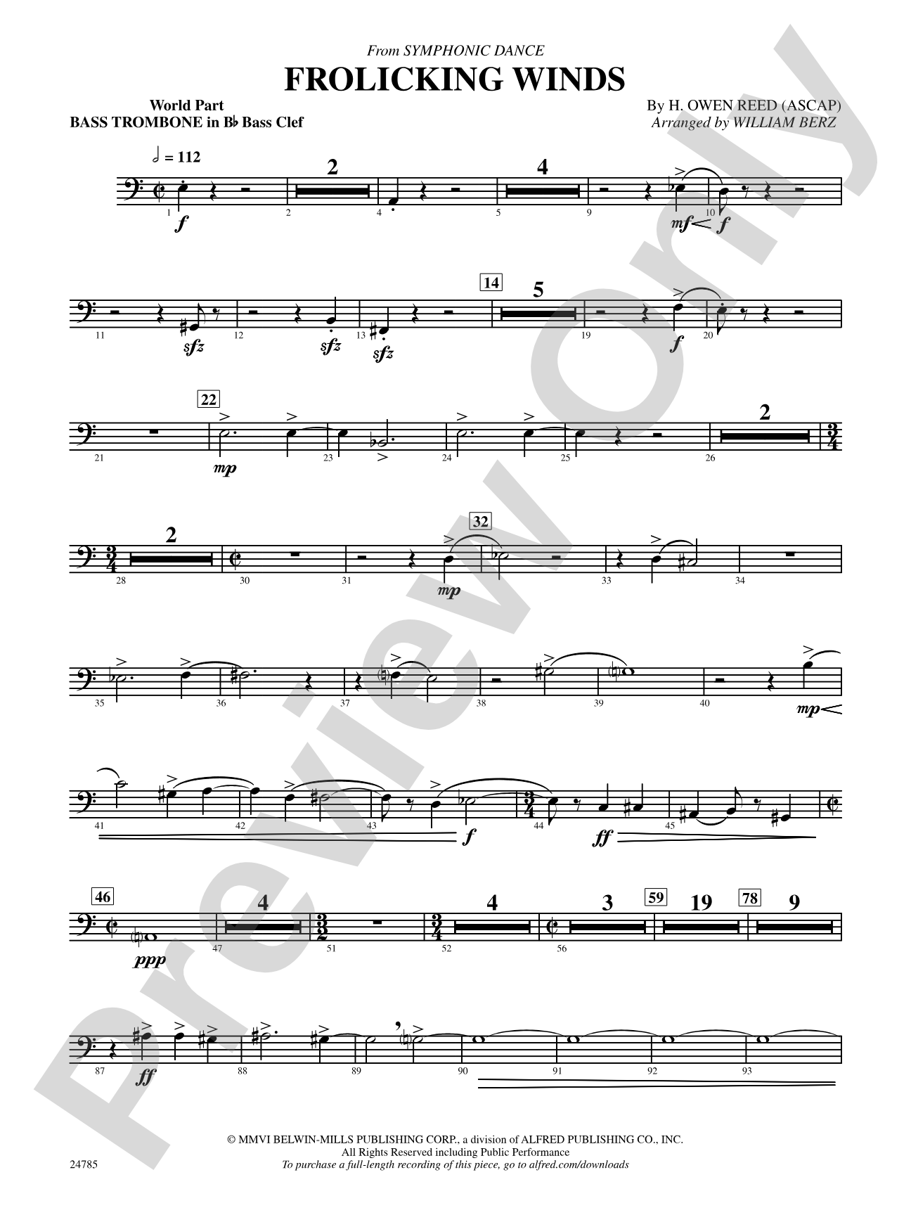 Frolicking Winds (from Symphonic Dance): (wp) 3rd B-flat Trombone B.C.
