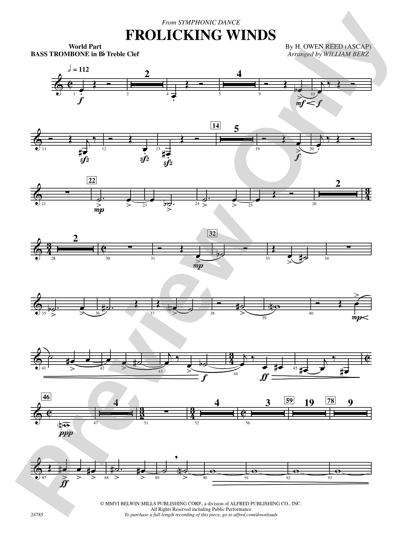 Frolicking Winds (from Symphonic Dance): (wp) 3rd B-flat Trombone T.C.