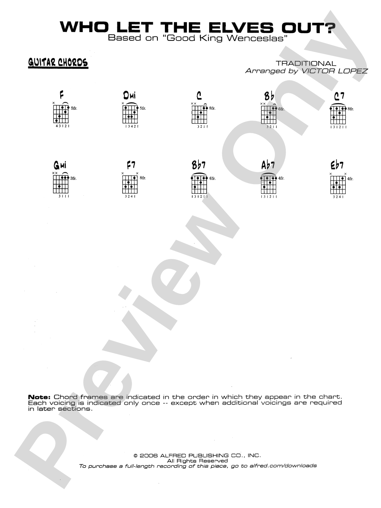Who Let the Elves Out?: Guitar Chords