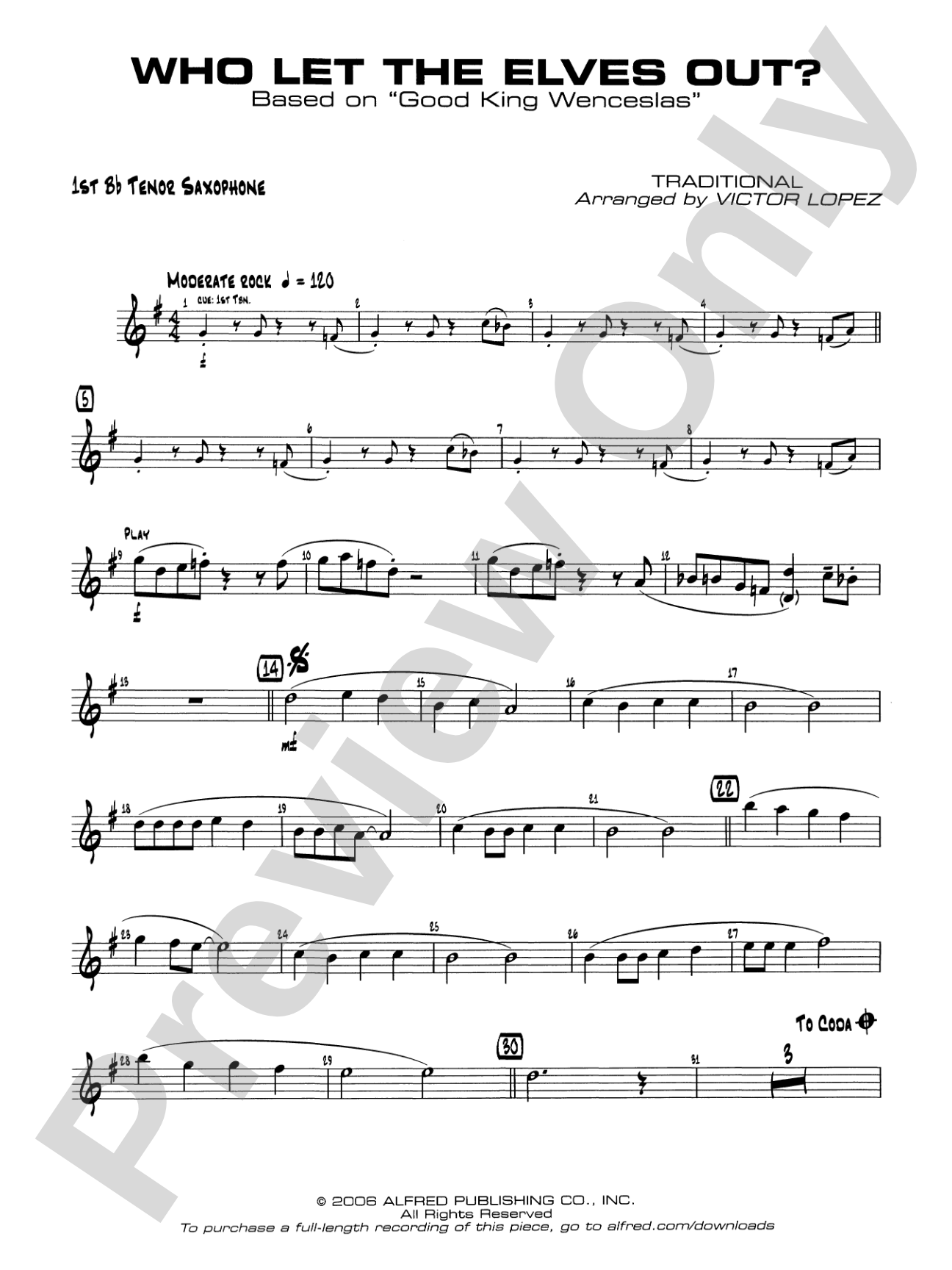 Who Let the Elves Out?: B-flat Tenor Saxophone