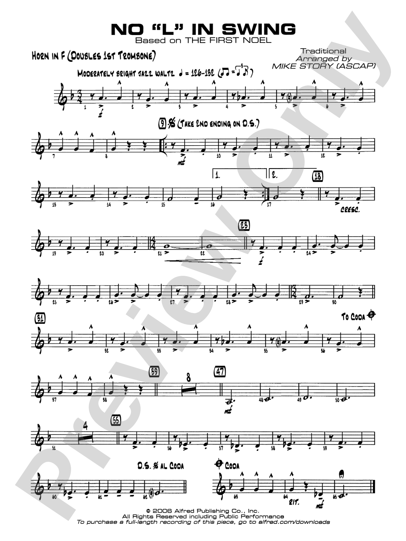 No "L" in Swing: 1st F Horn