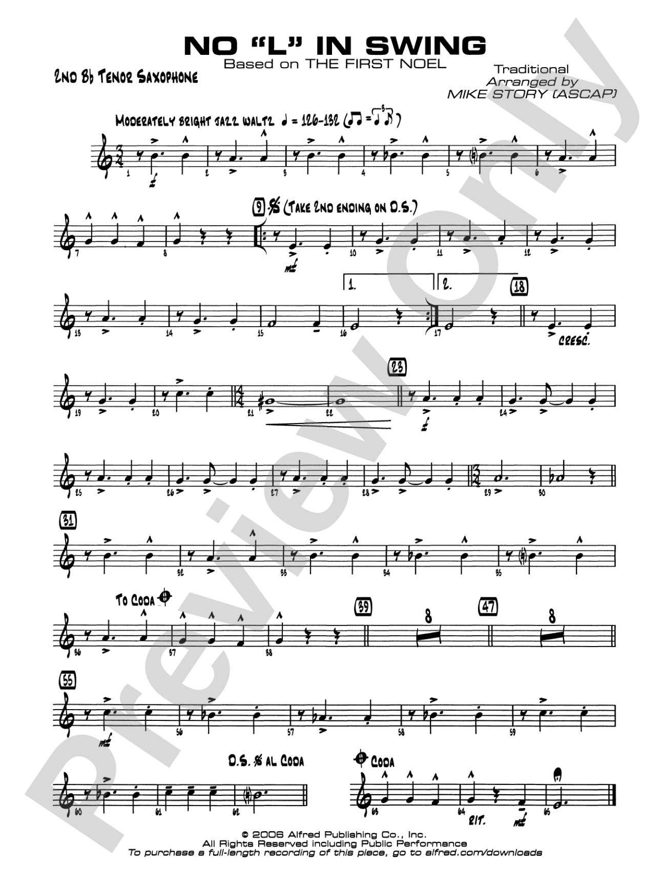 No "L" in Swing: 2nd B-flat Tenor Saxophone