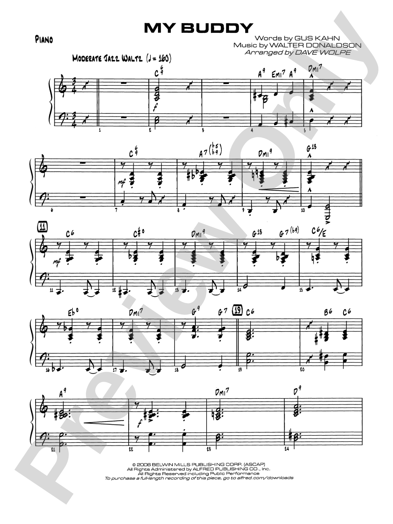 My Buddy: Piano Accompaniment