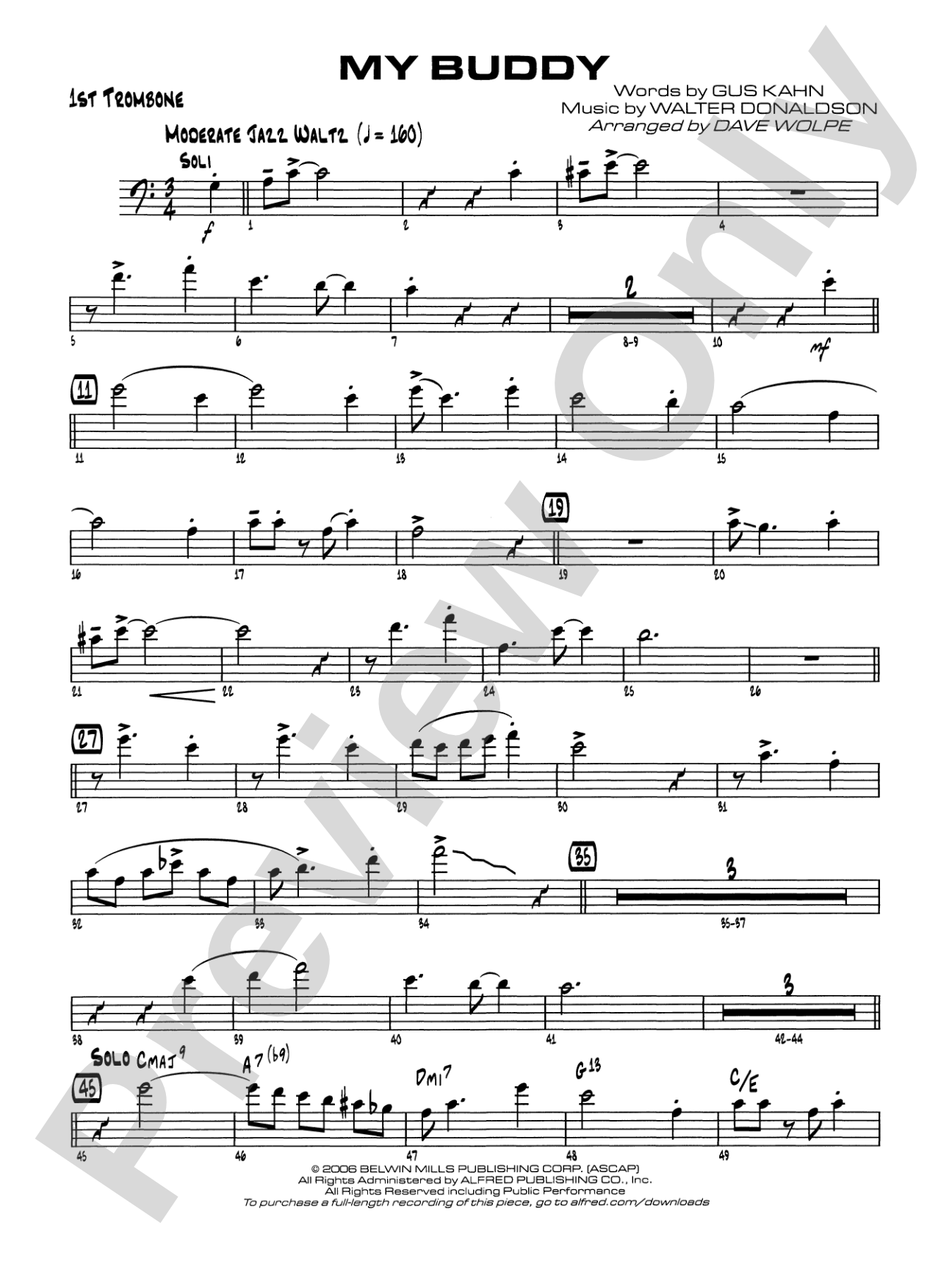 My Buddy: 1st Trombone