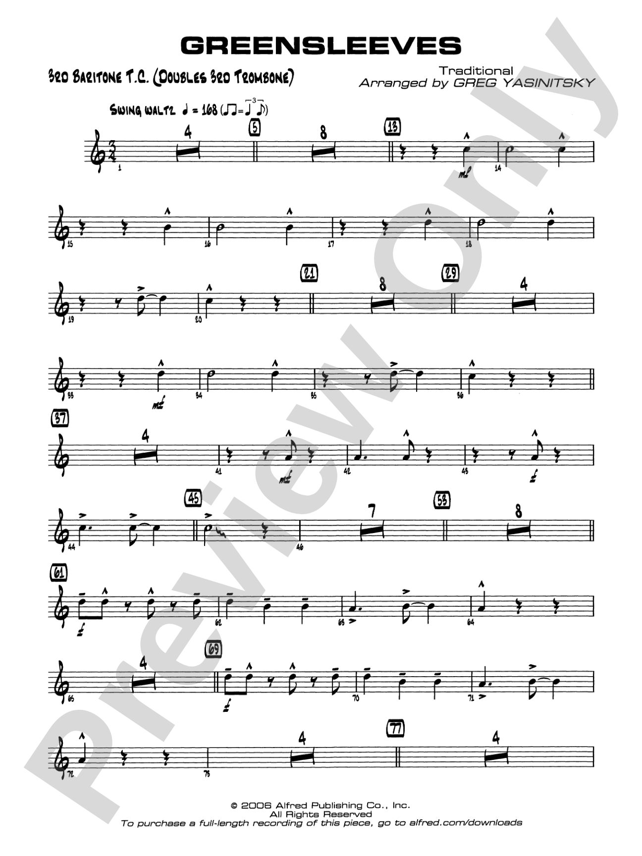 Greensleeves: 3rd Baritone T.C.