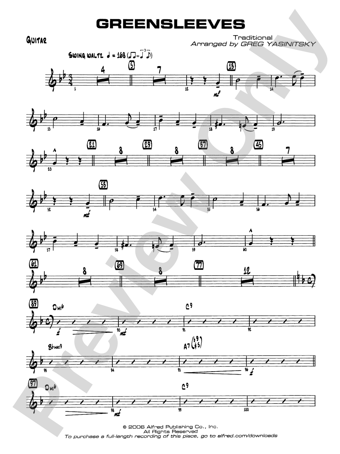 Greensleeves: Guitar