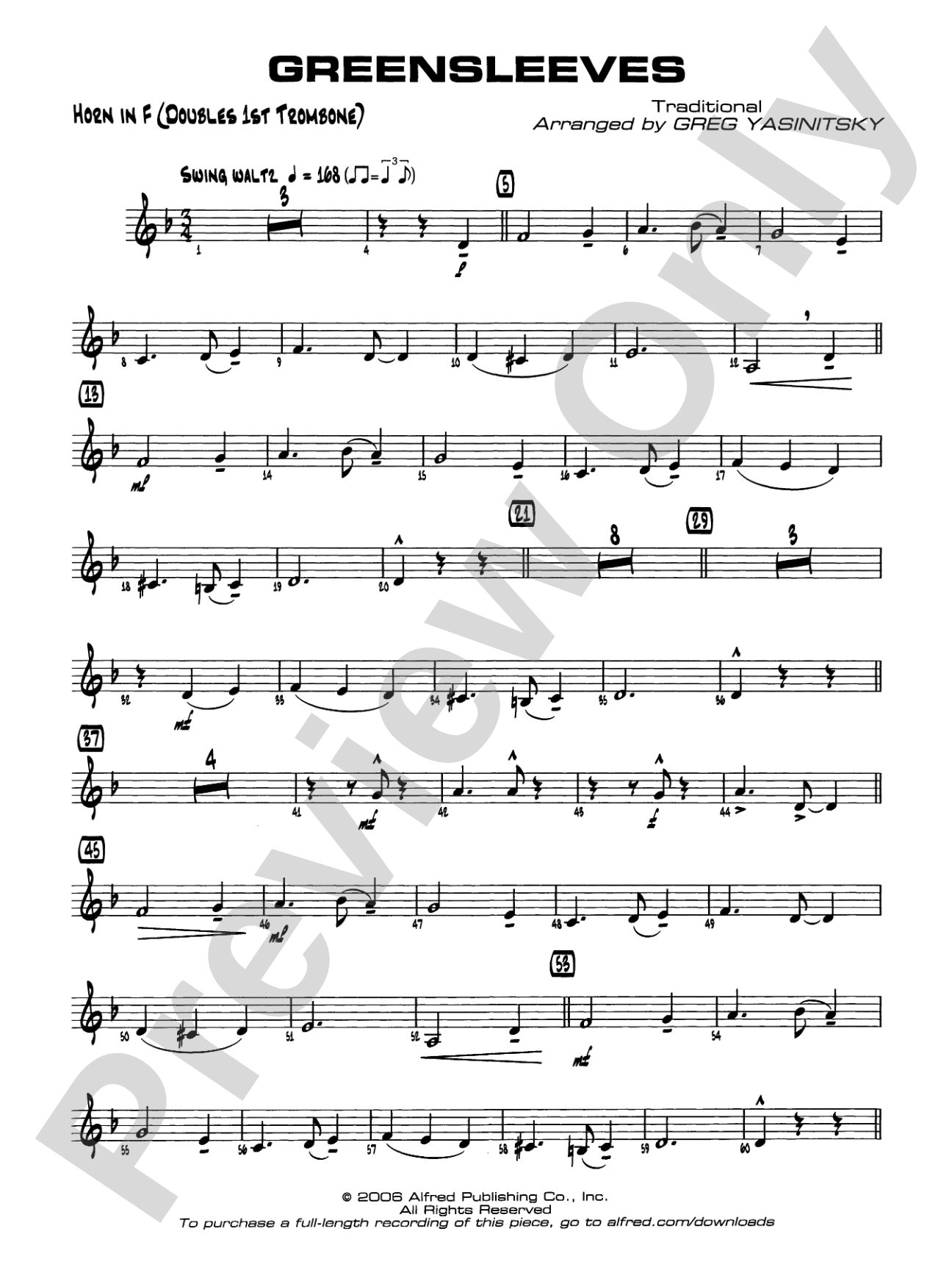 Greensleeves: 1st F Horn