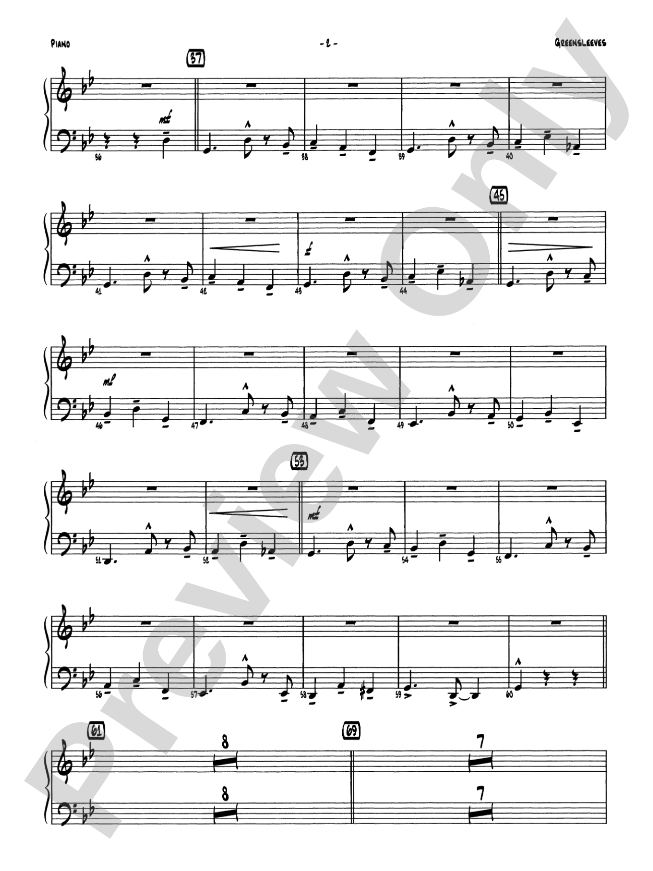 Greensleeves: Piano Accompaniment