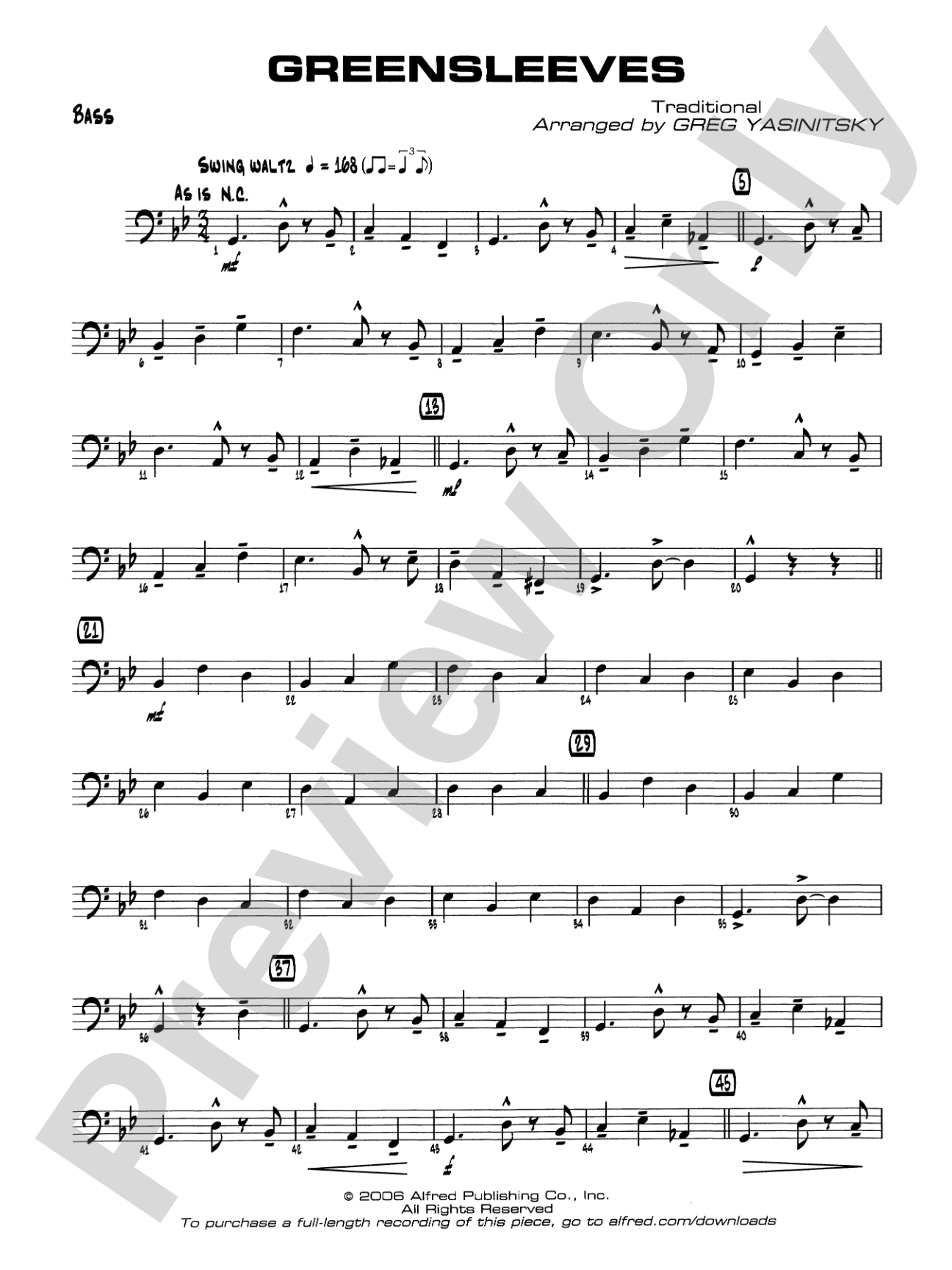 Greensleeves: String Bass