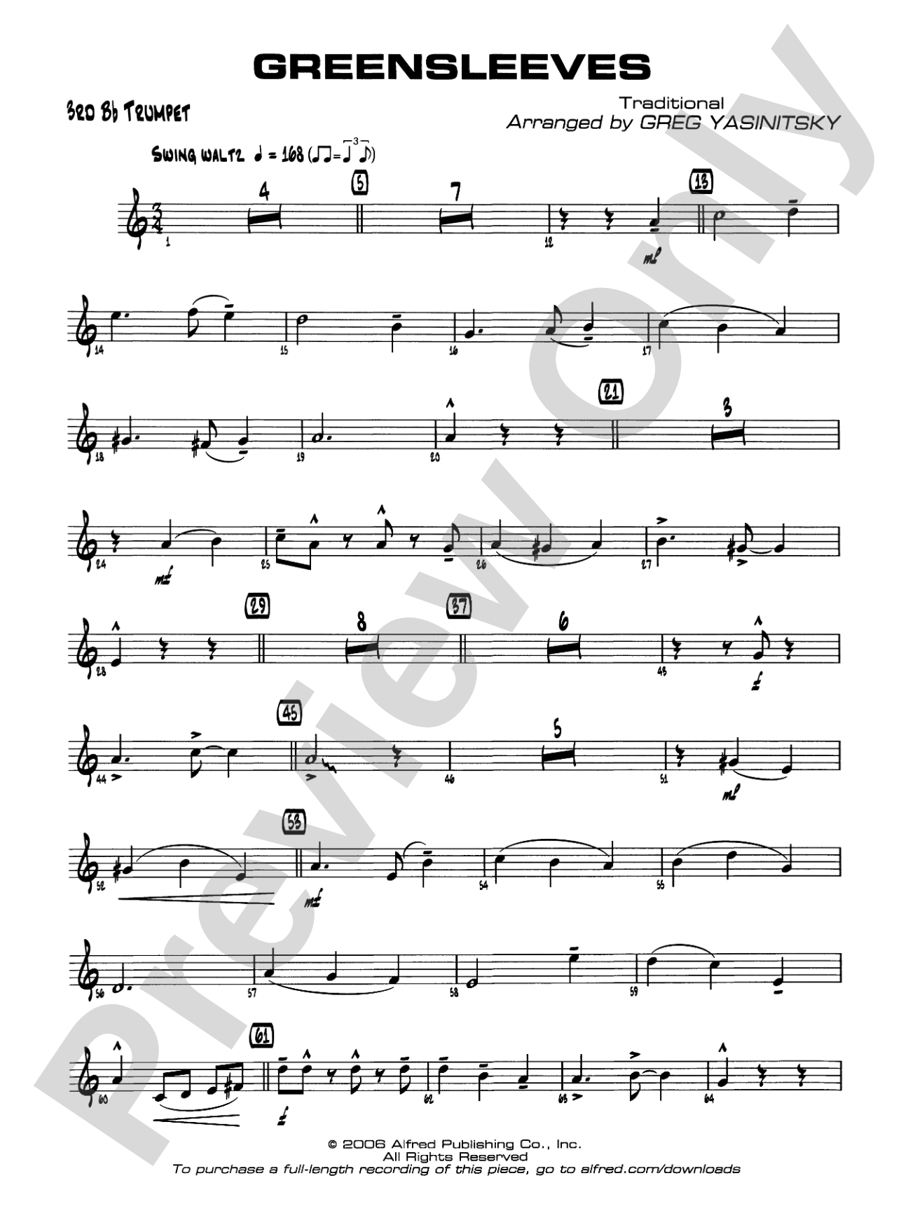 Greensleeves: 3rd B-flat Trumpet