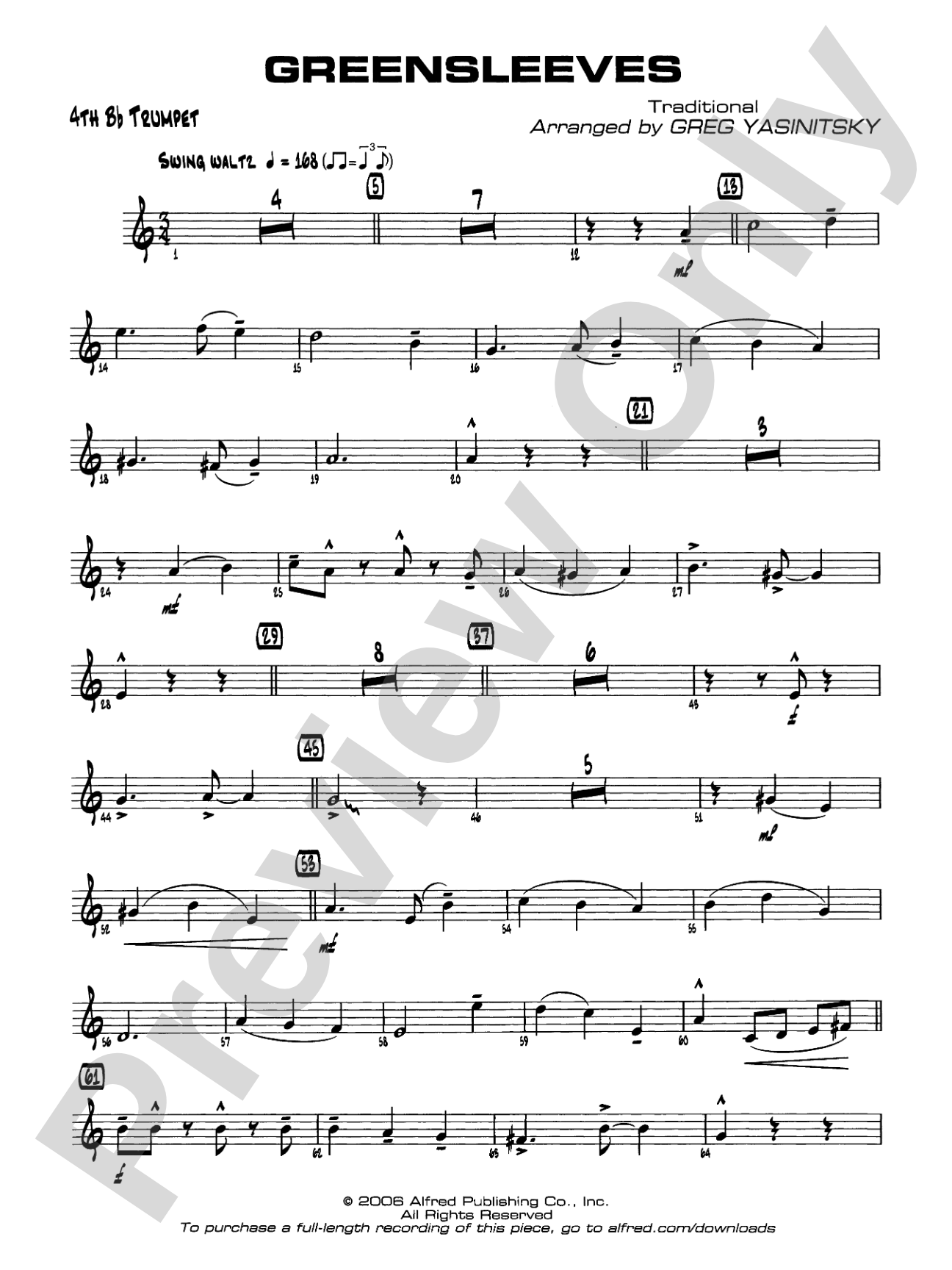 Greensleeves: 4th B-flat Trumpet
