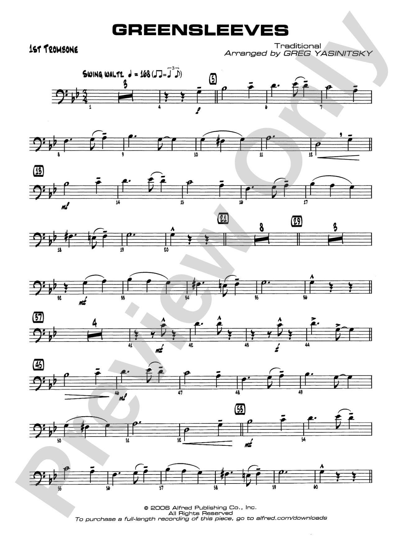 Greensleeves: 1st Trombone