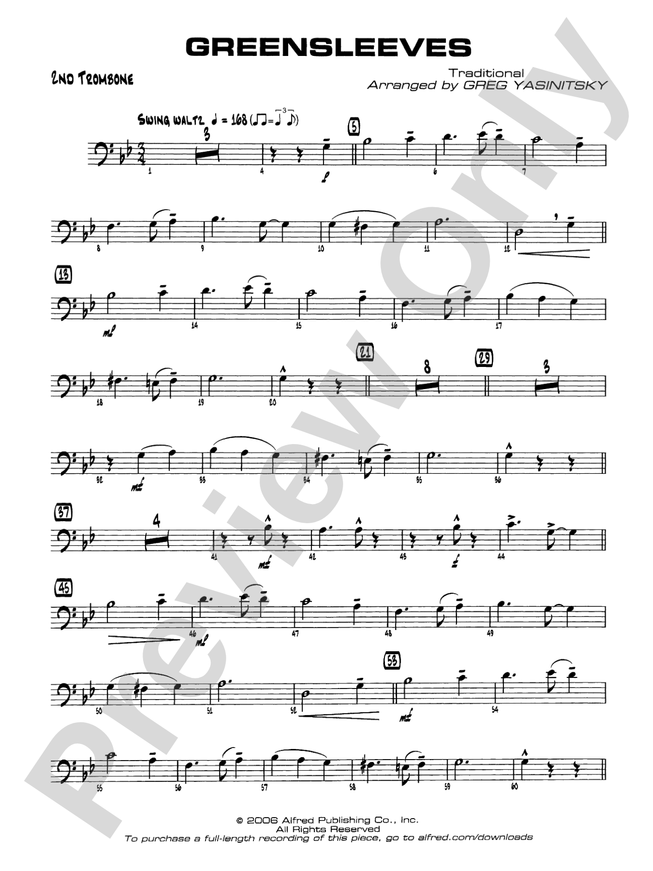 Greensleeves: 2nd Trombone