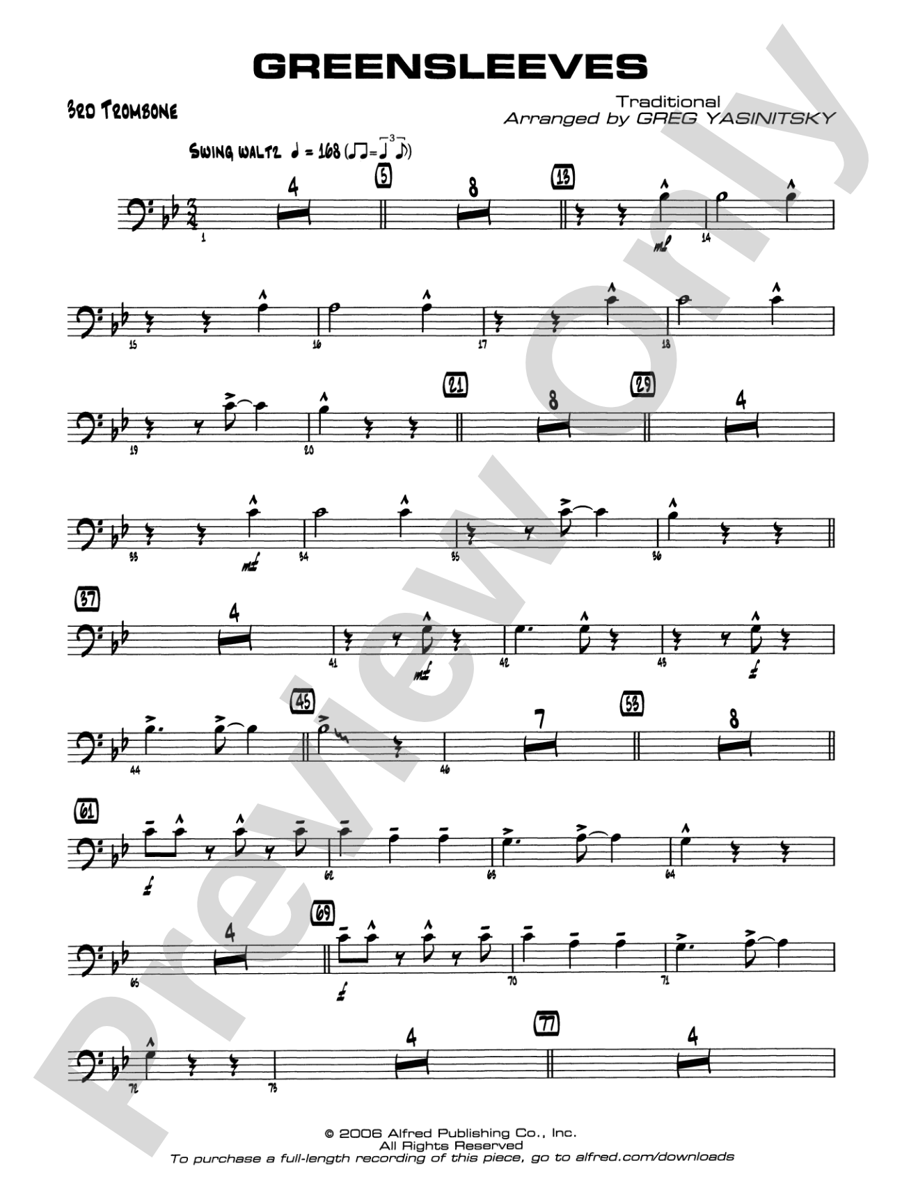 Greensleeves: 3rd Trombone