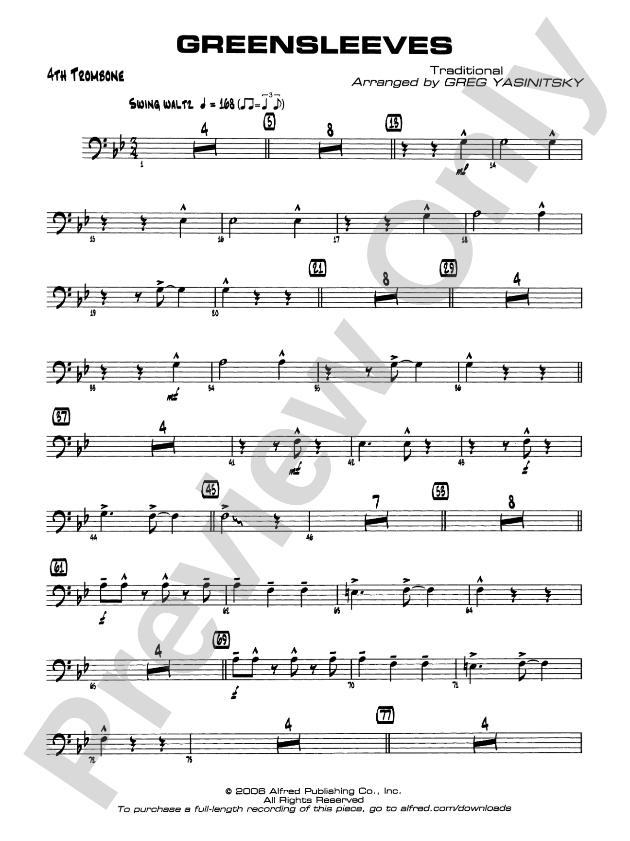 Greensleeves: 4th Trombone