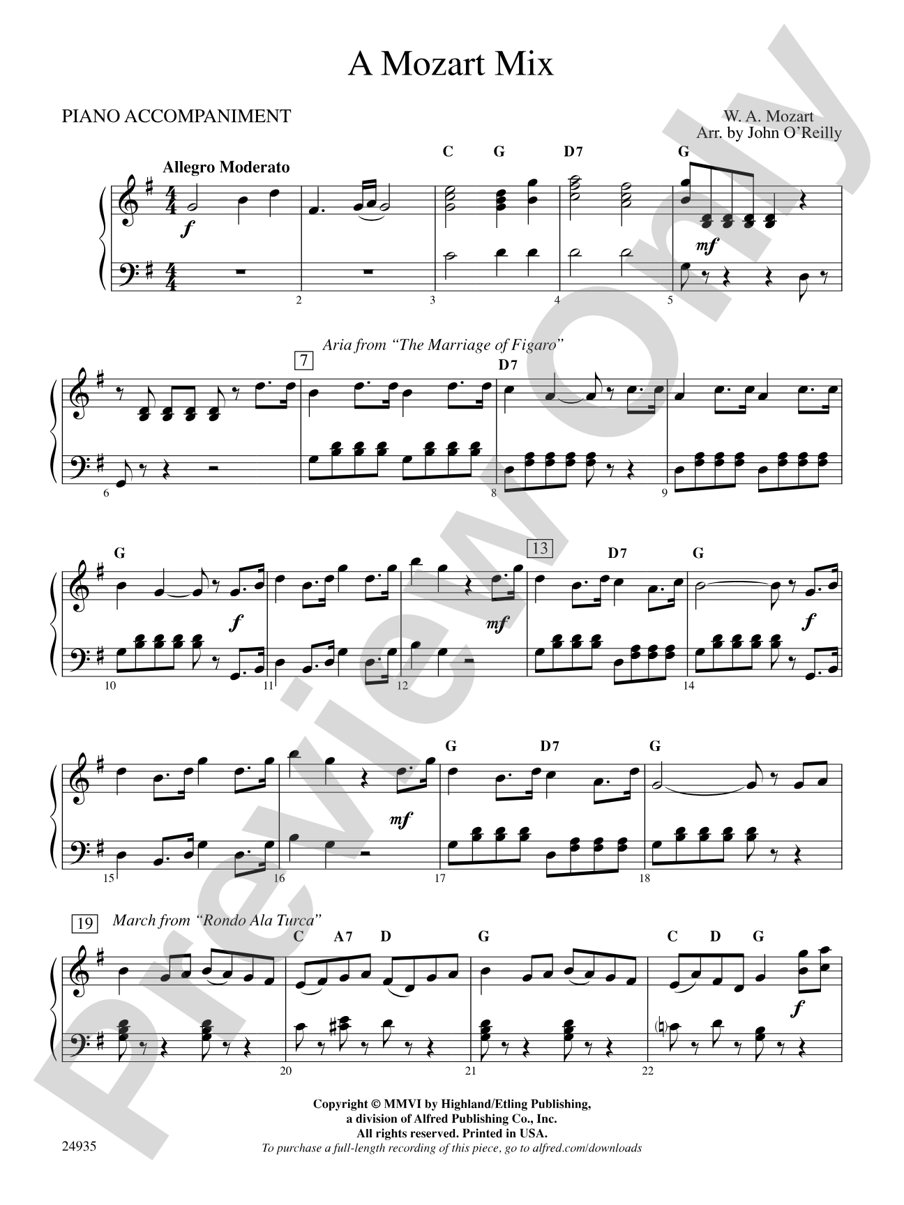 A Mozart Mix: Piano Accompaniment