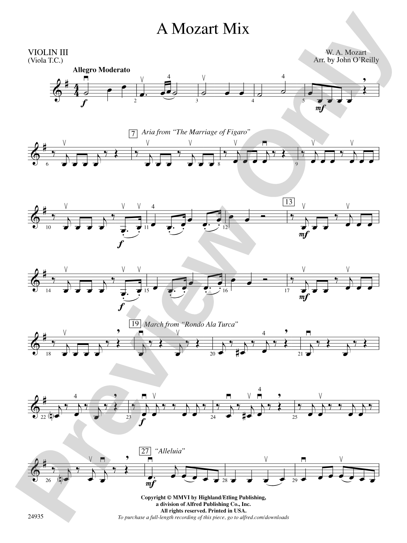 A Mozart Mix: 3rd Violin (Viola [TC])