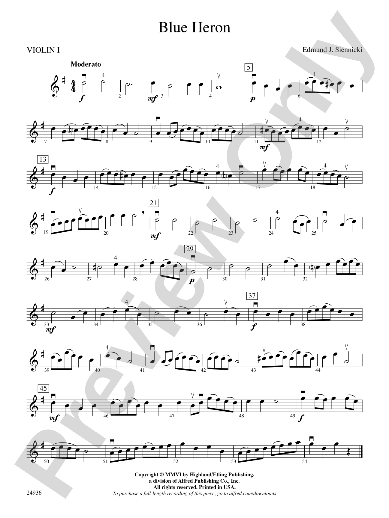 Blue Heron: 1st Violin