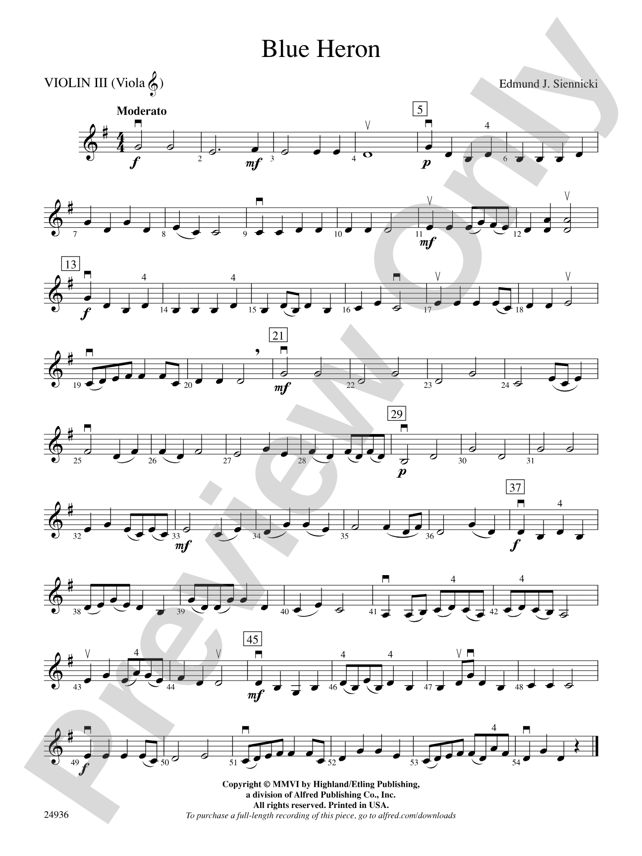 Blue Heron: 3rd Violin (Viola [TC])