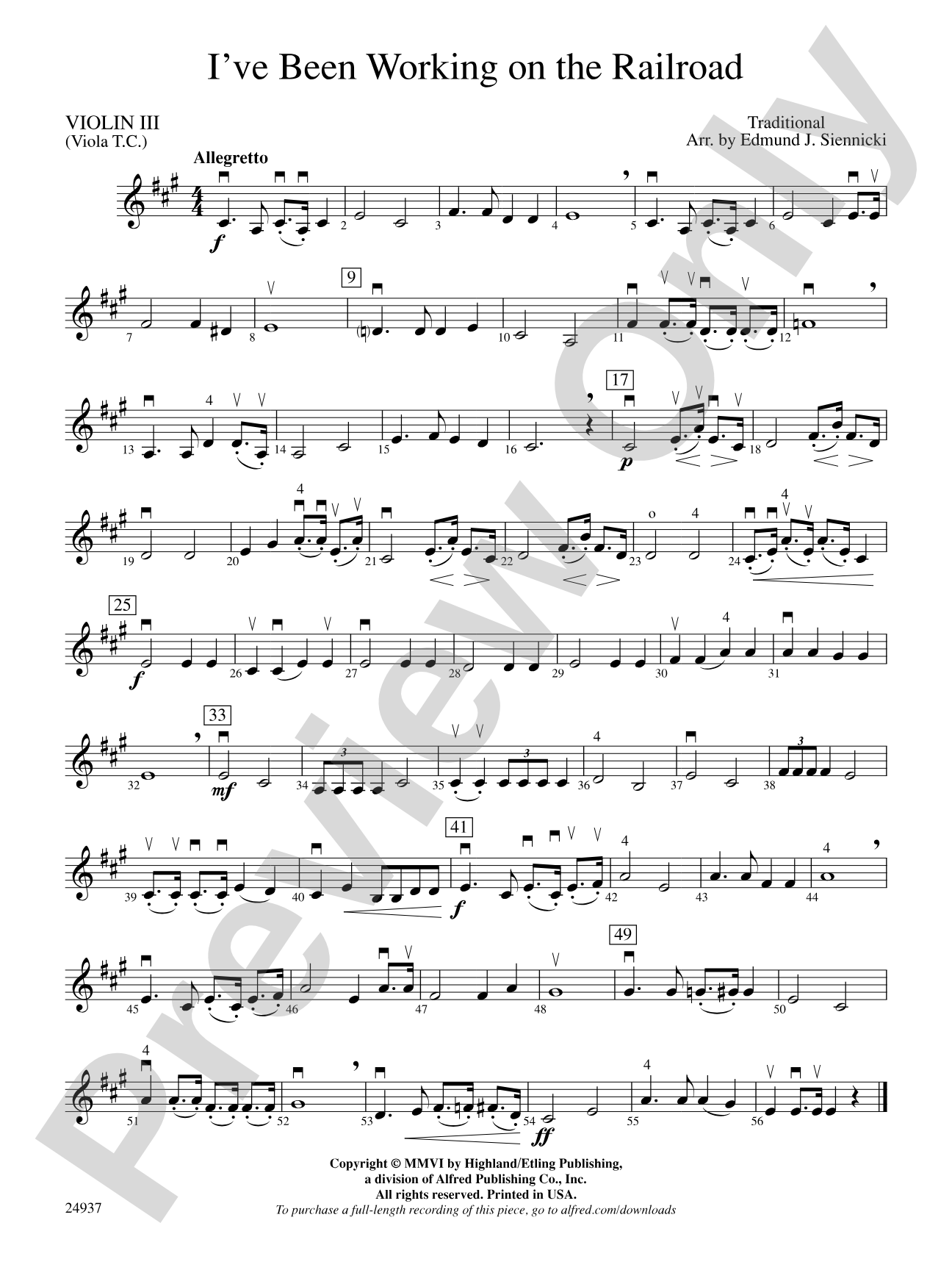 I've Been Working on the Railroad: 3rd Violin (Viola [TC])