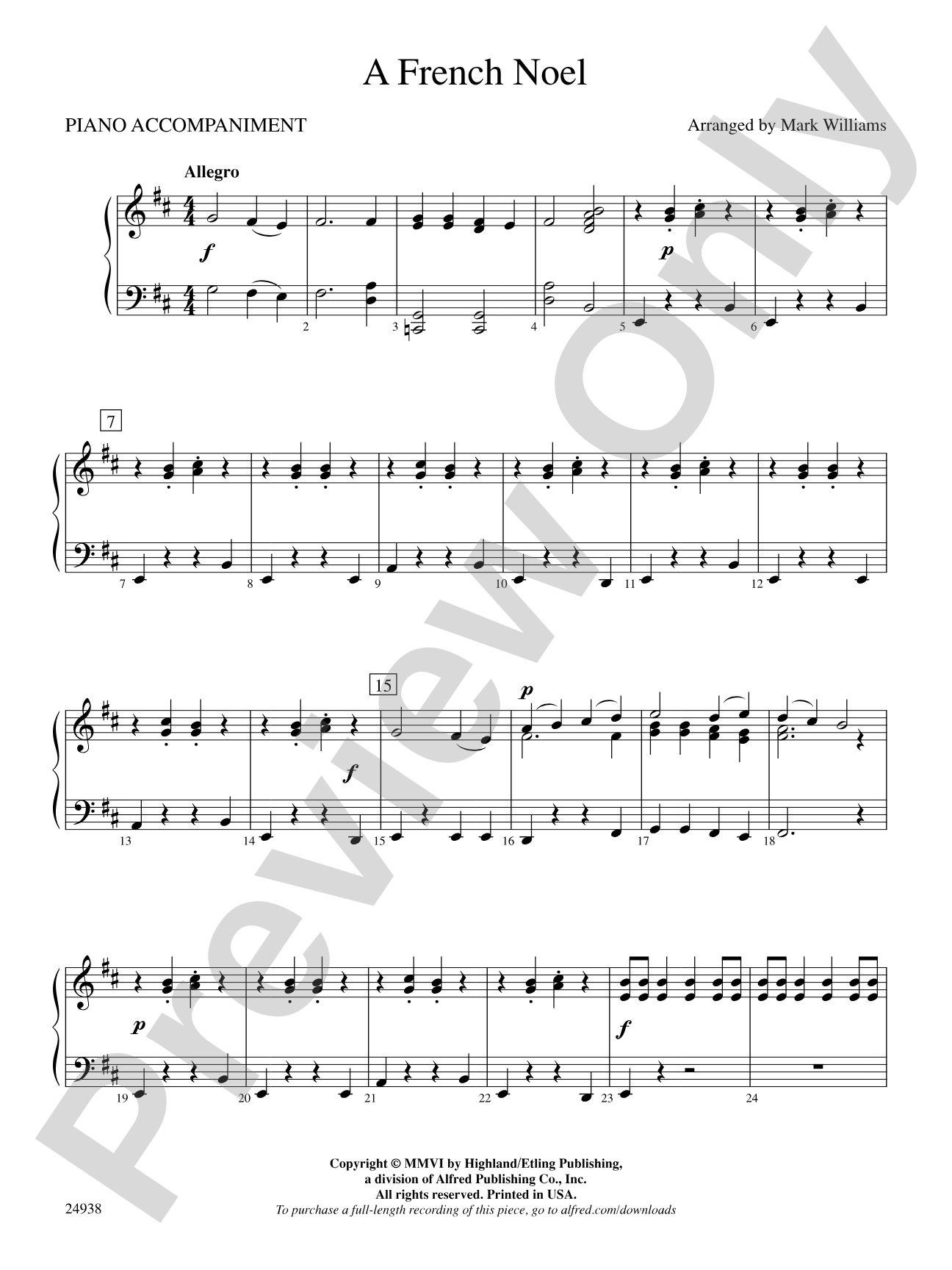 A French Noel: Piano Accompaniment