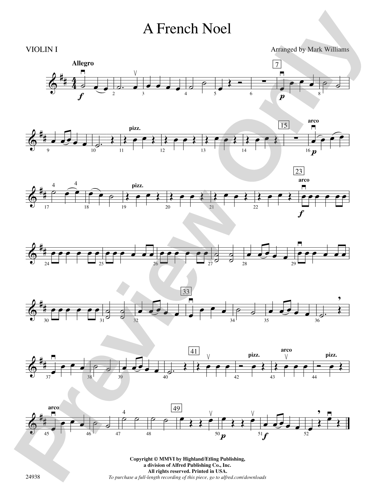 A French Noel: 1st Violin