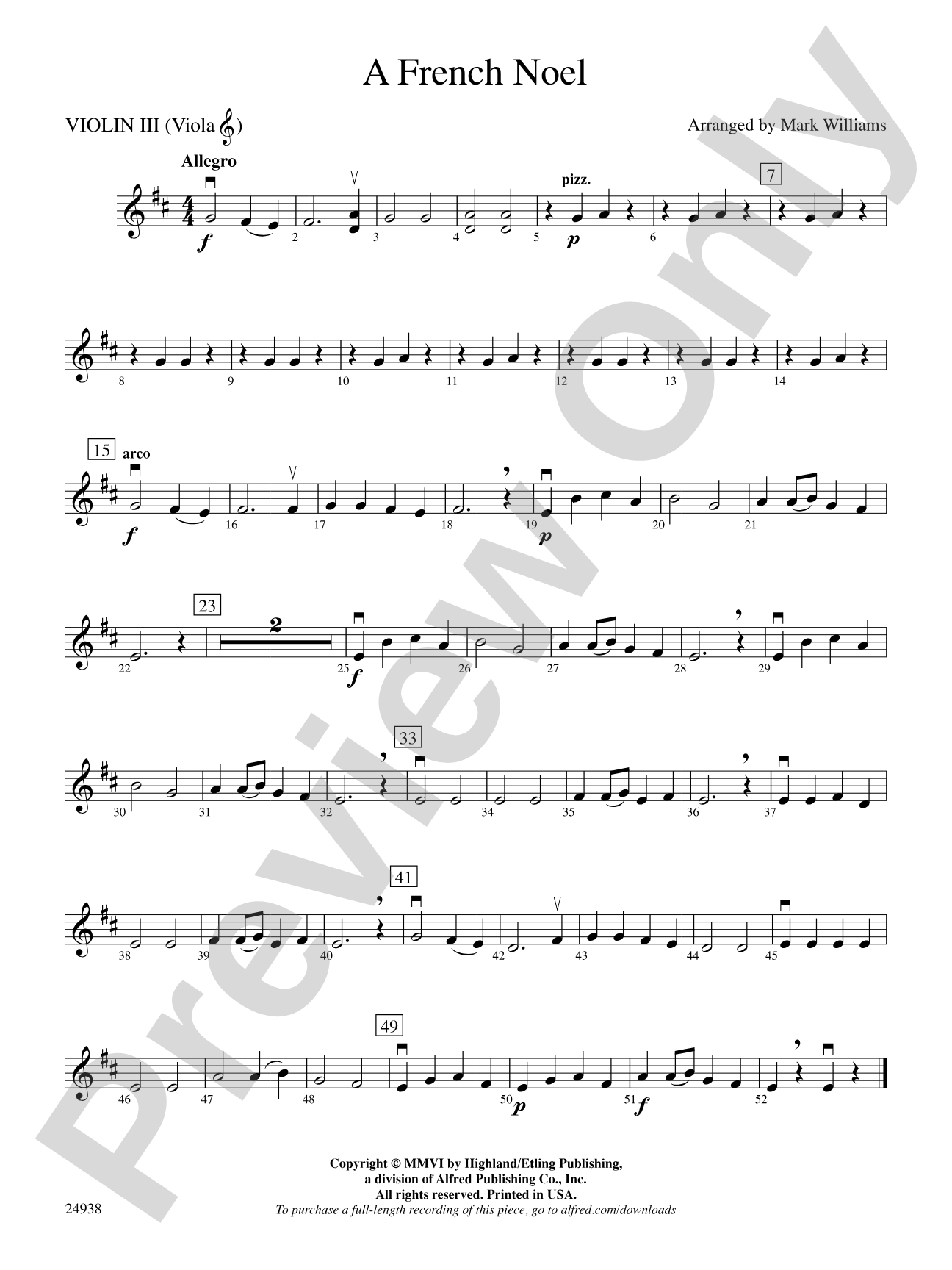 A French Noel: 3rd Violin (Viola [TC])