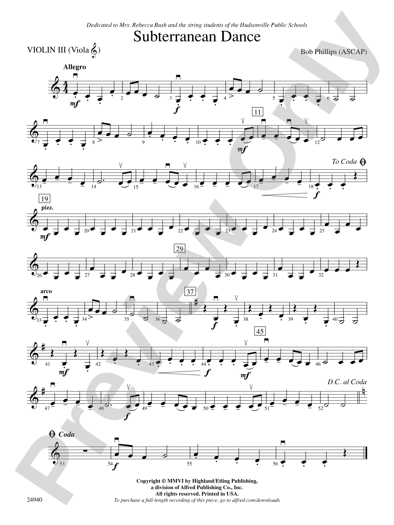 Subterranean Dance: 3rd Violin (Viola [TC])